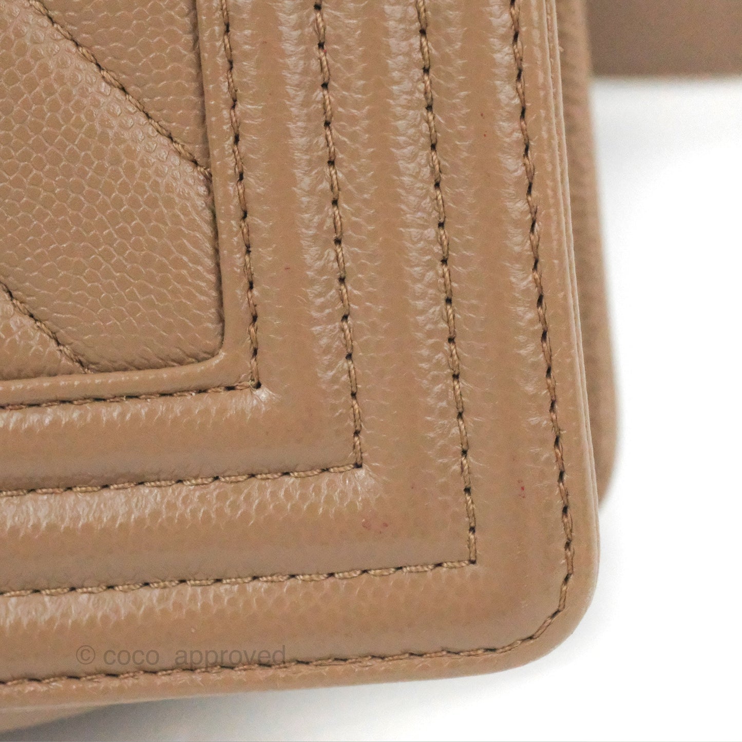 Chanel Small Chevron Boy Taupe Caviar Ruthenium Hardware