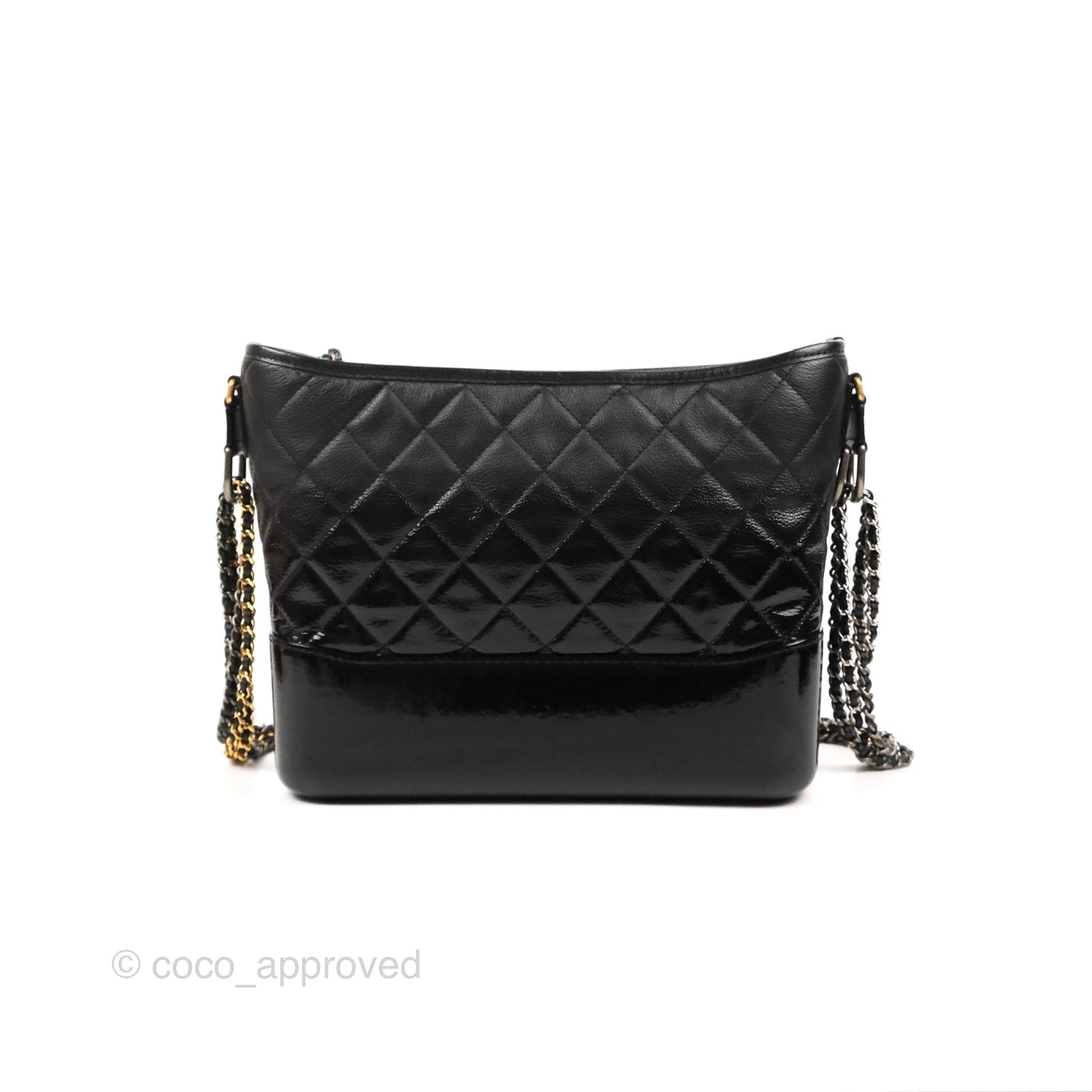 Chanel Large Gabrielle Hobo Black Patent Goatskin Mixed Hardware 18S