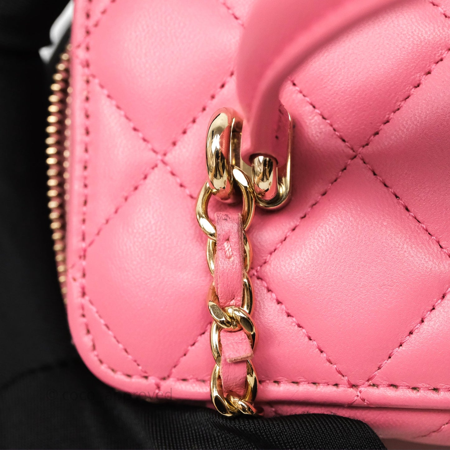 Chanel Vanity Rectangular Top Handle Pink Lambskin Gold Hardware