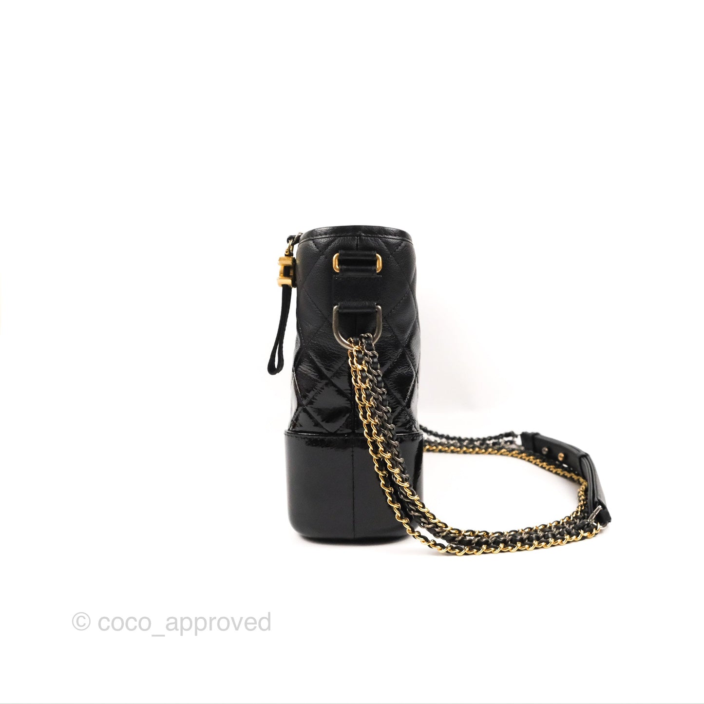 Chanel Large Gabrielle Hobo Black Patent Goatskin Mixed Hardware 18S