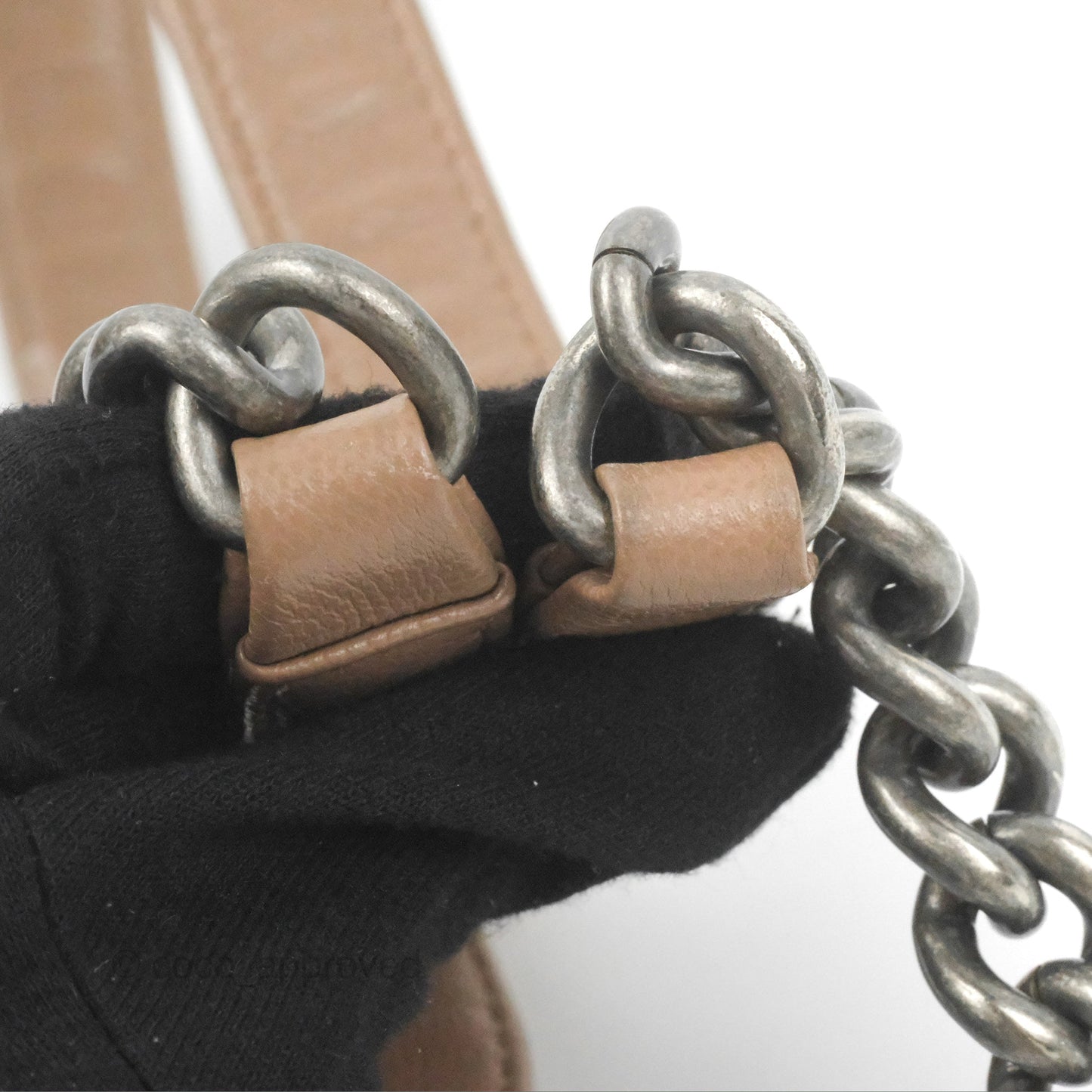 Chanel Small Chevron Boy Taupe Caviar Ruthenium Hardware