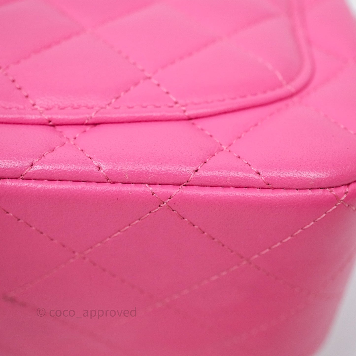 Chanel Mini Square Flap Quilted Pink Lambskin Silver Hardware