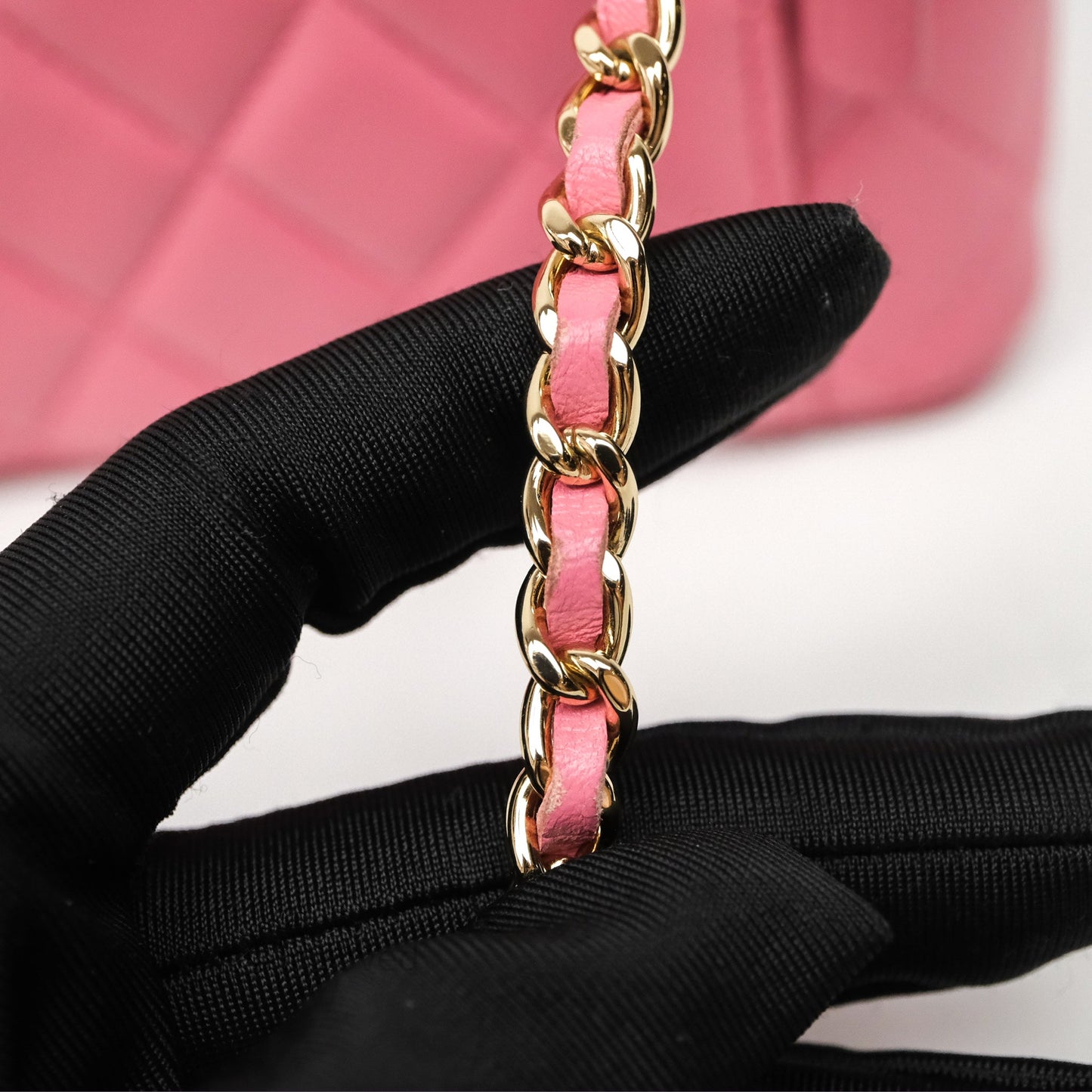 Chanel Vanity Rectangular Top Handle Pink Lambskin Gold Hardware