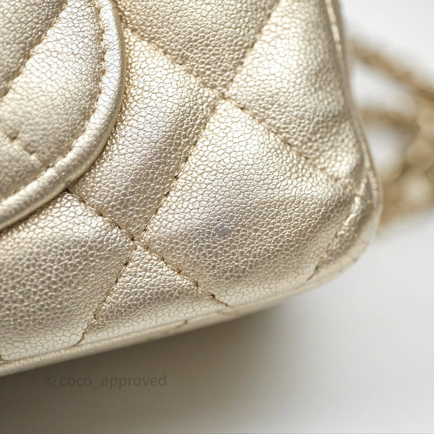Chanel Quilted Mini Rectangular Iridescent Gold Lambskin Gold Hardware