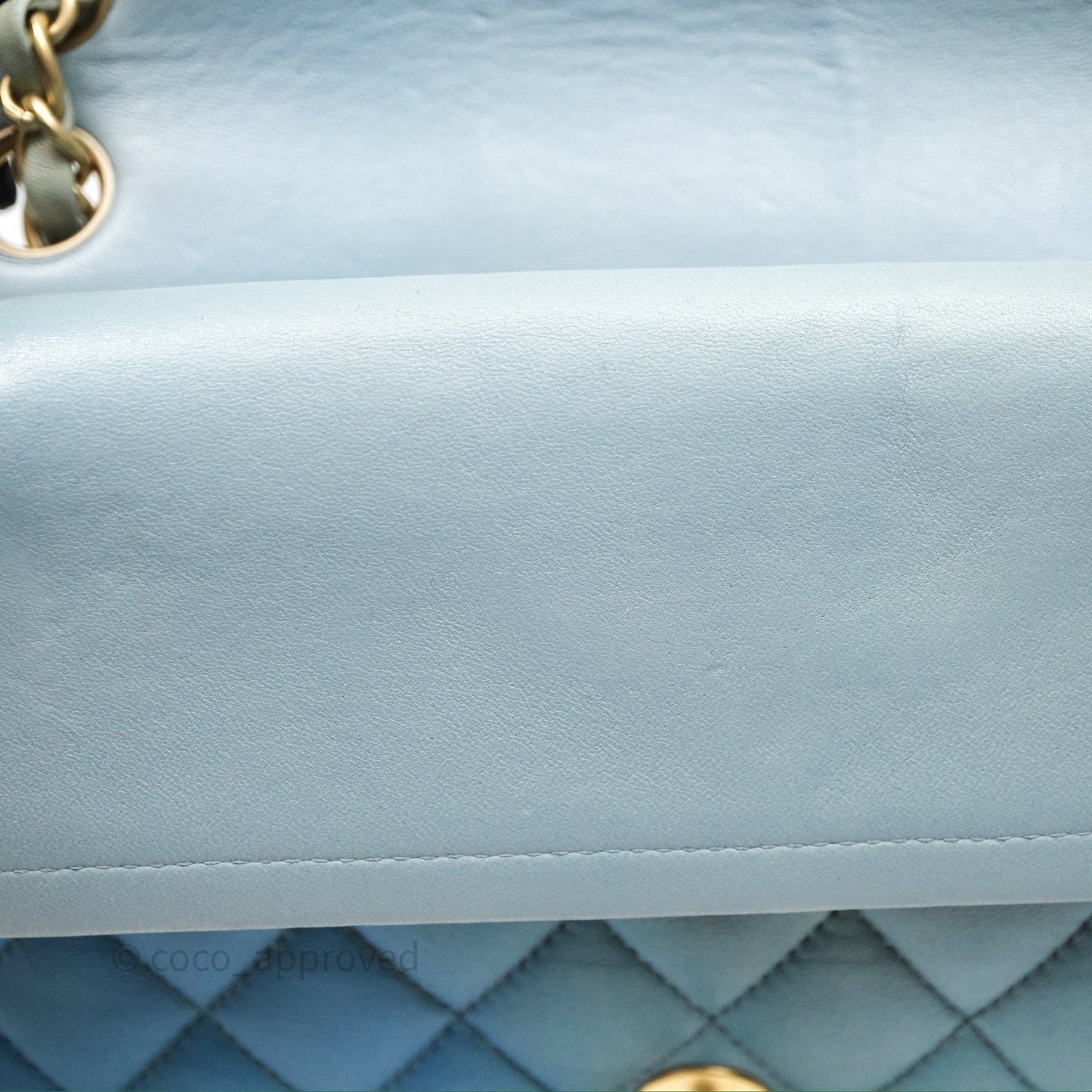 Chanel Classic M/L Medium Flap Quilted Ombre Blue Lambskin Gold Hardware