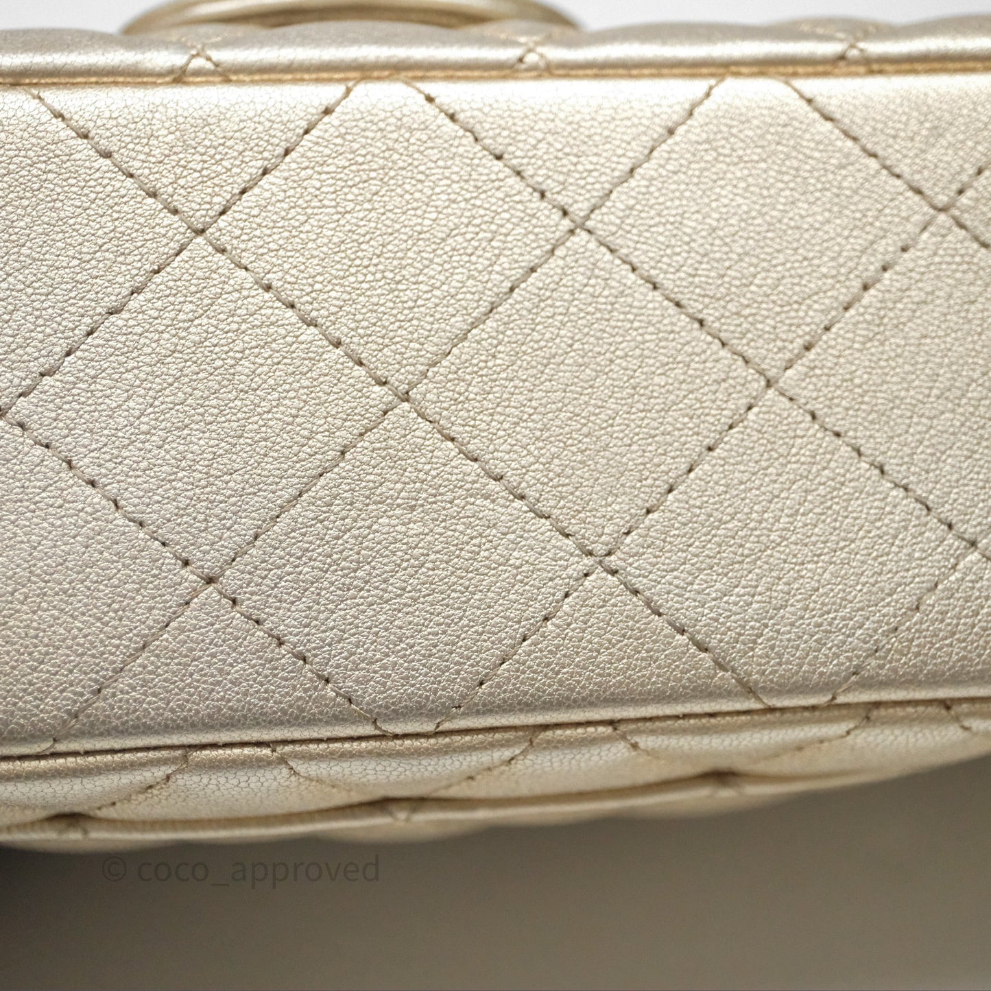 Chanel Quilted Mini Rectangular Iridescent Gold Lambskin Gold Hardware