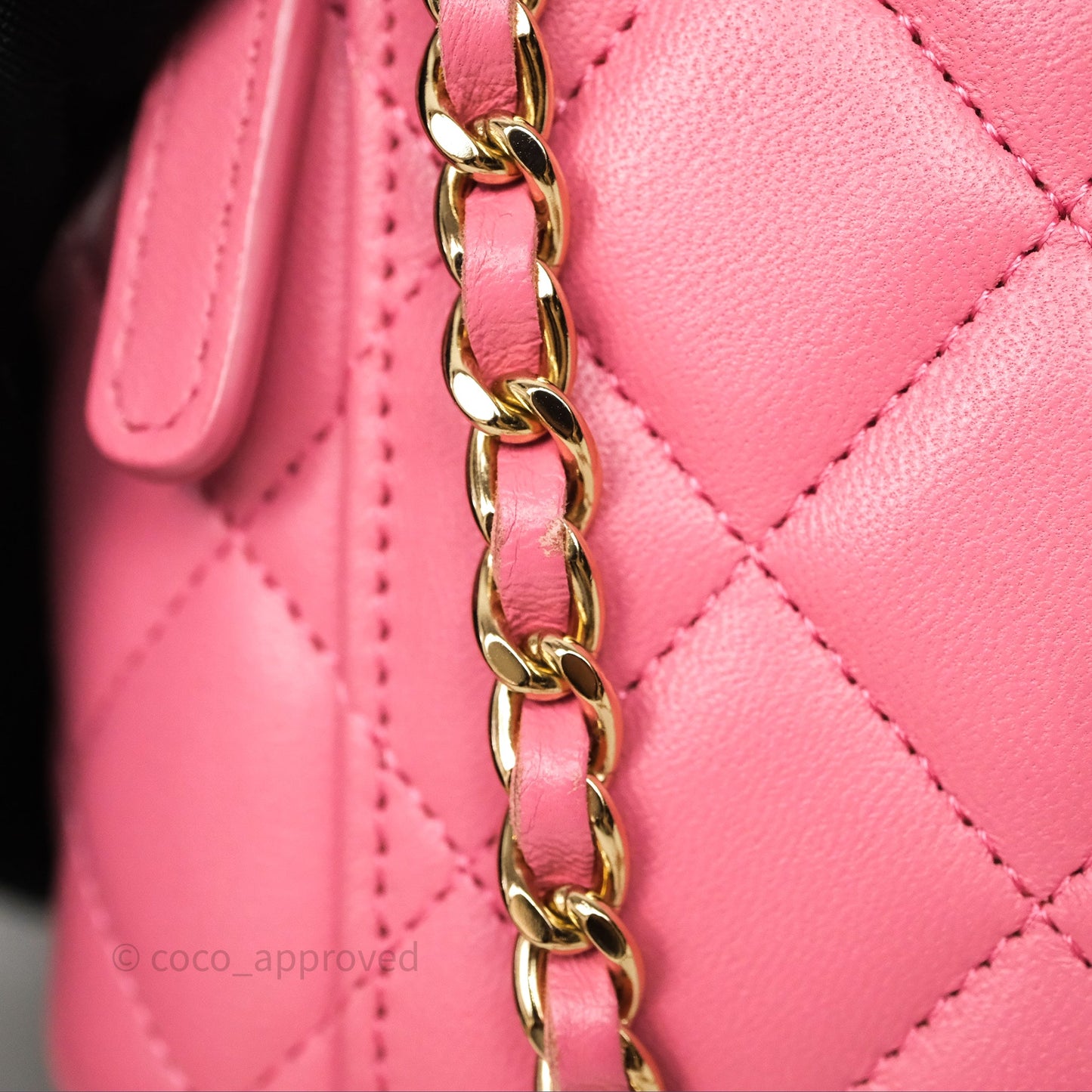Chanel Vanity Rectangular Top Handle Pink Lambskin Gold Hardware