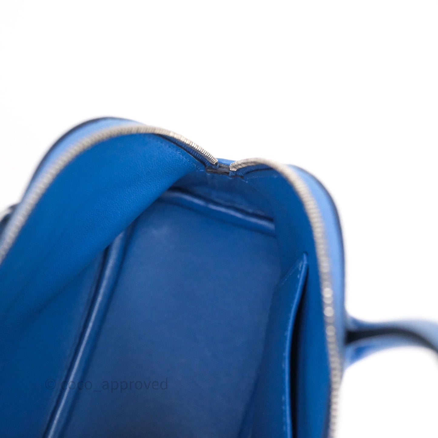 Hermes Mini Bolide 1923 Veau evercolor Bleu Zellige I7 Palladium Hardware