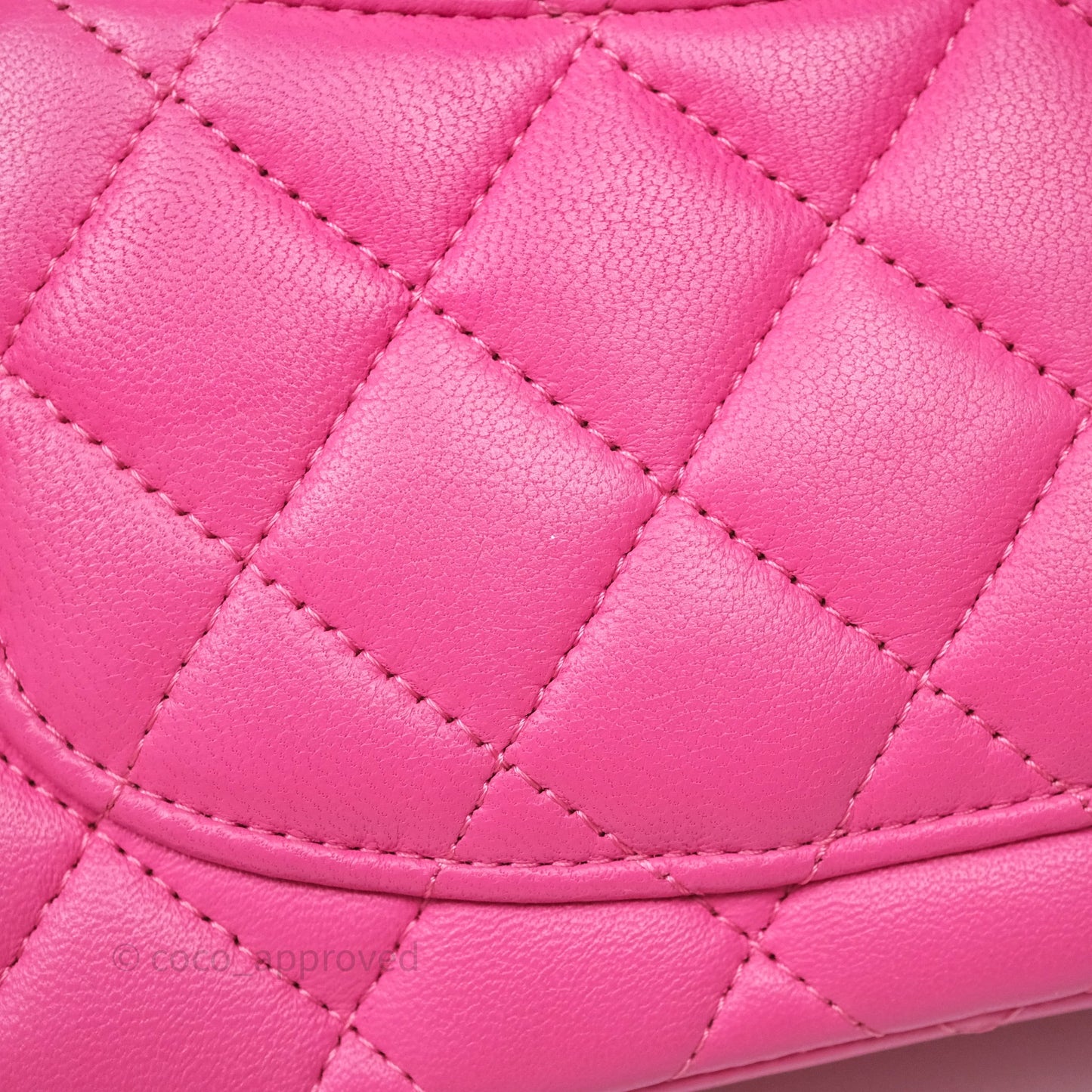 Chanel Mini Square Flap Quilted Pink Lambskin Silver Hardware