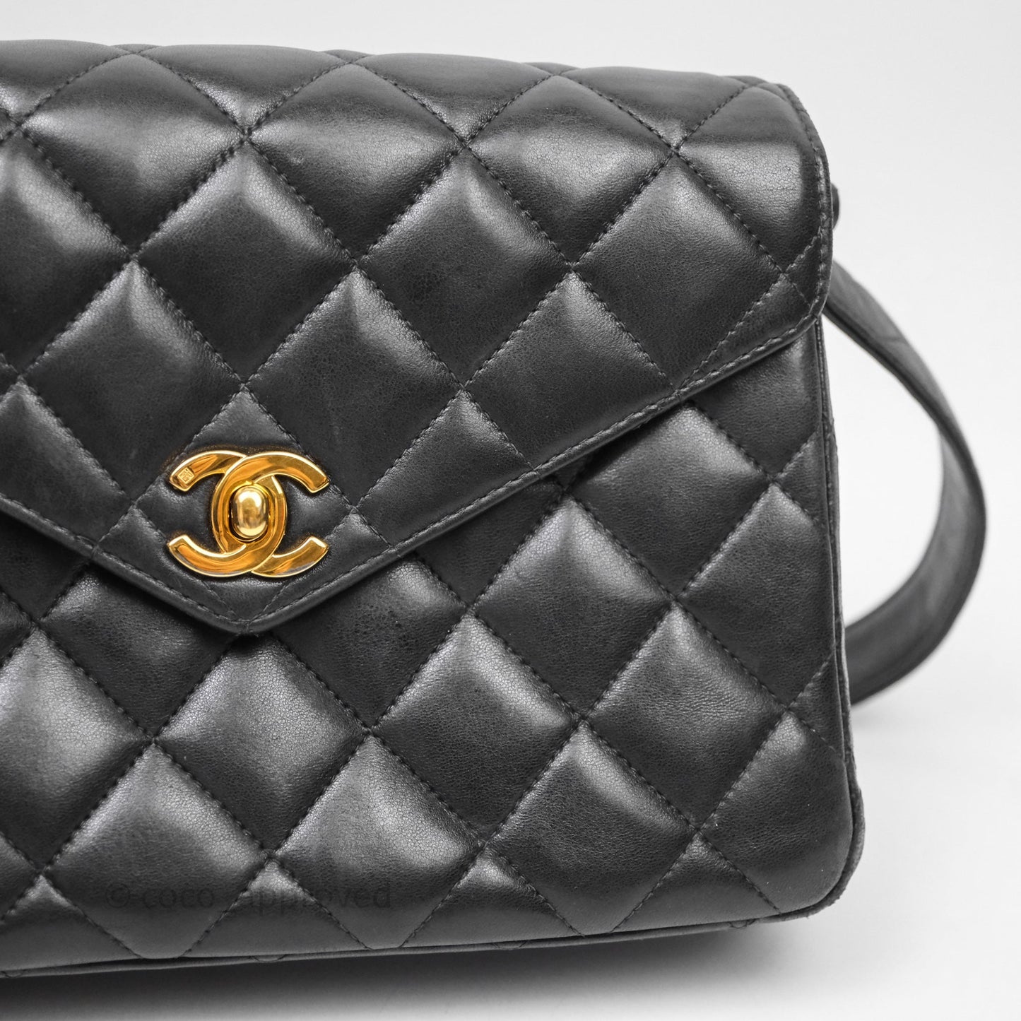 Chanel Vintage Black Lambskin Flap Bag 24K Gold Hardware