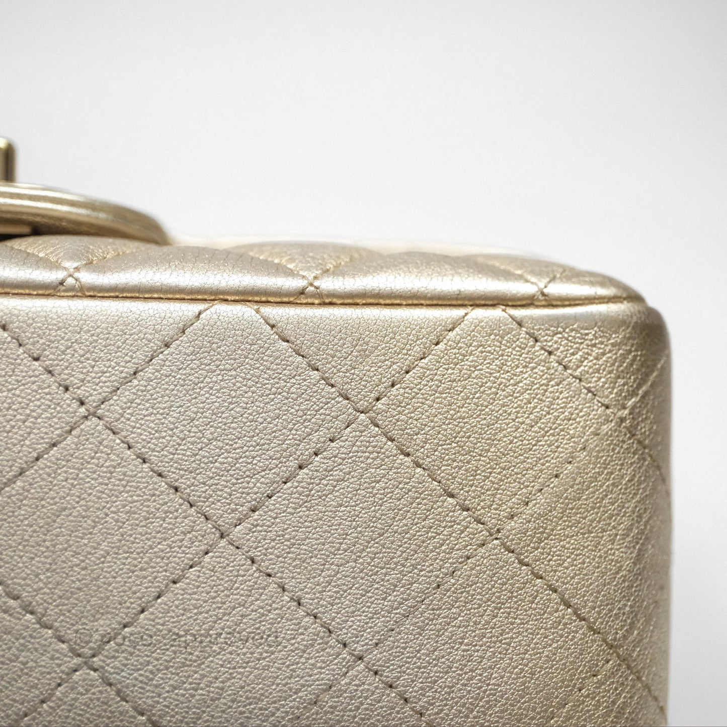 Chanel Quilted Mini Rectangular Iridescent Gold Lambskin Gold Hardware