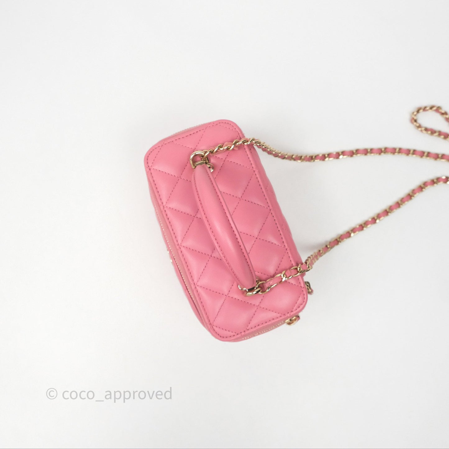Chanel Vanity Rectangular Top Handle Pink Lambskin Gold Hardware