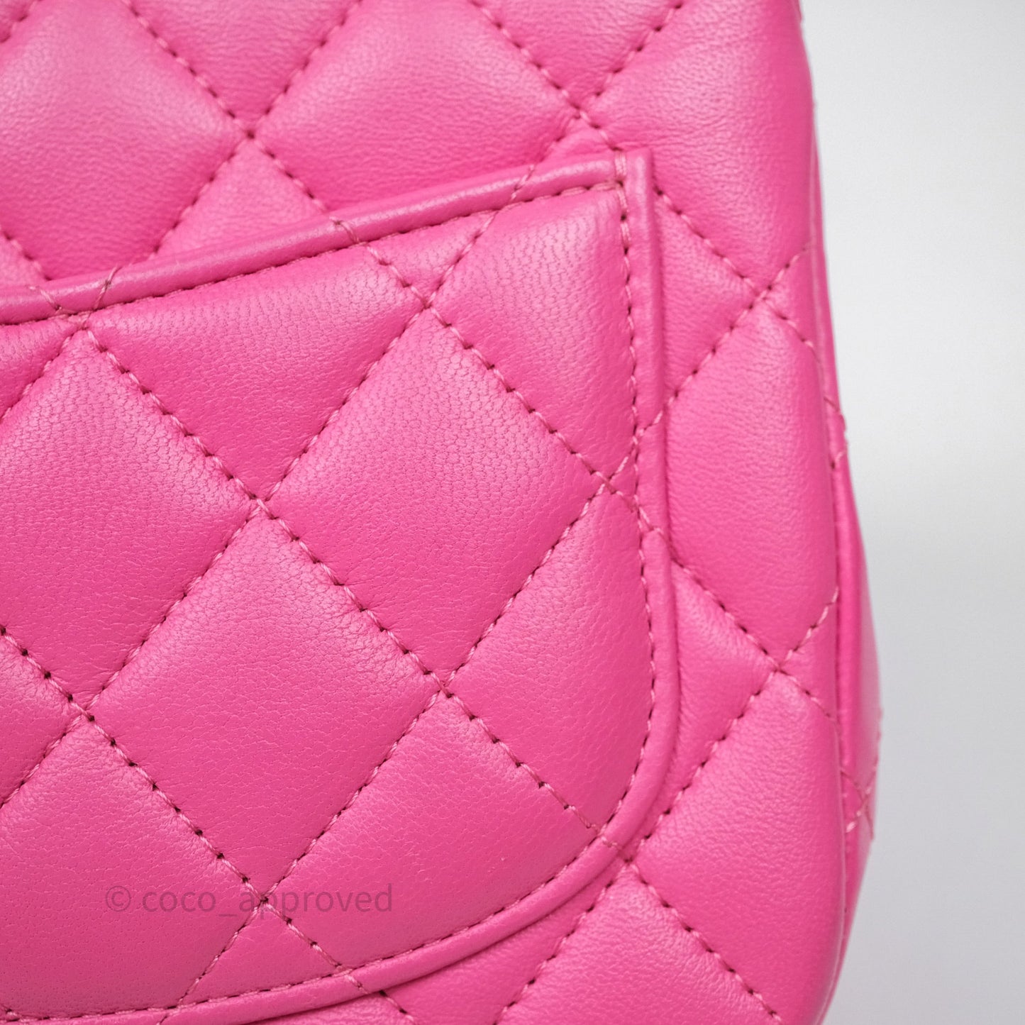 Chanel Mini Square Flap Quilted Pink Lambskin Silver Hardware