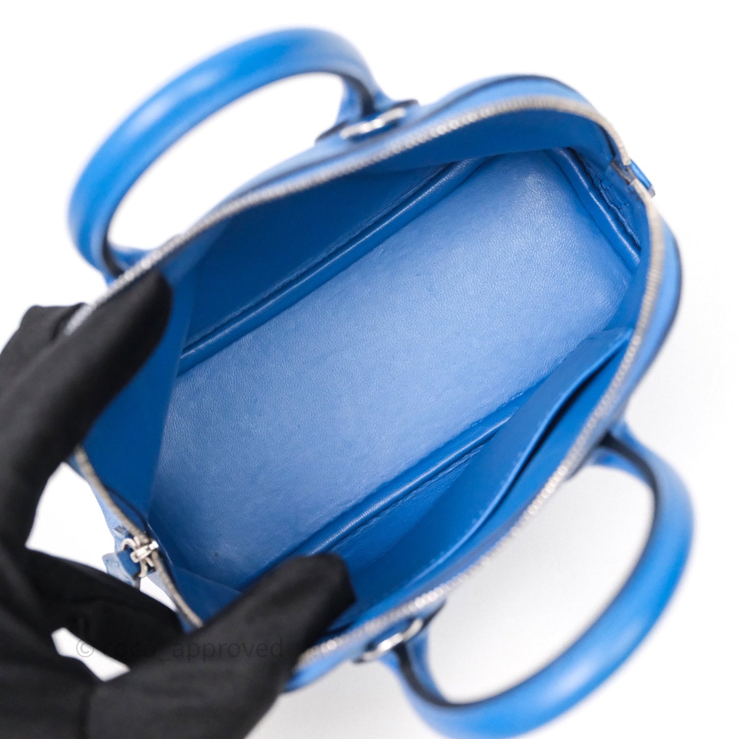 Hermes Mini Bolide 1923 Veau evercolor Bleu Zellige I7 Palladium Hardware