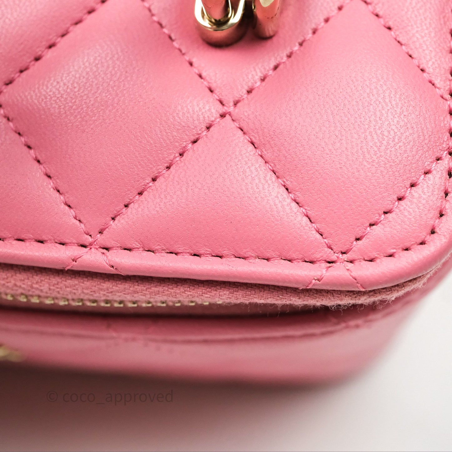 Chanel Vanity Rectangular Top Handle Pink Lambskin Gold Hardware
