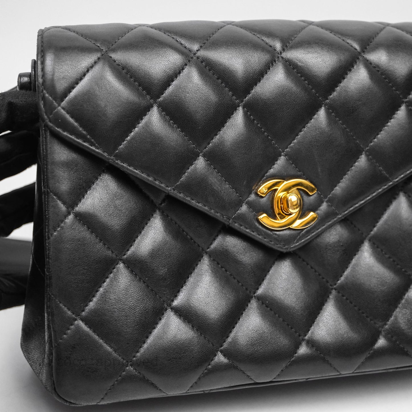 Chanel Vintage Black Lambskin Flap Bag 24K Gold Hardware