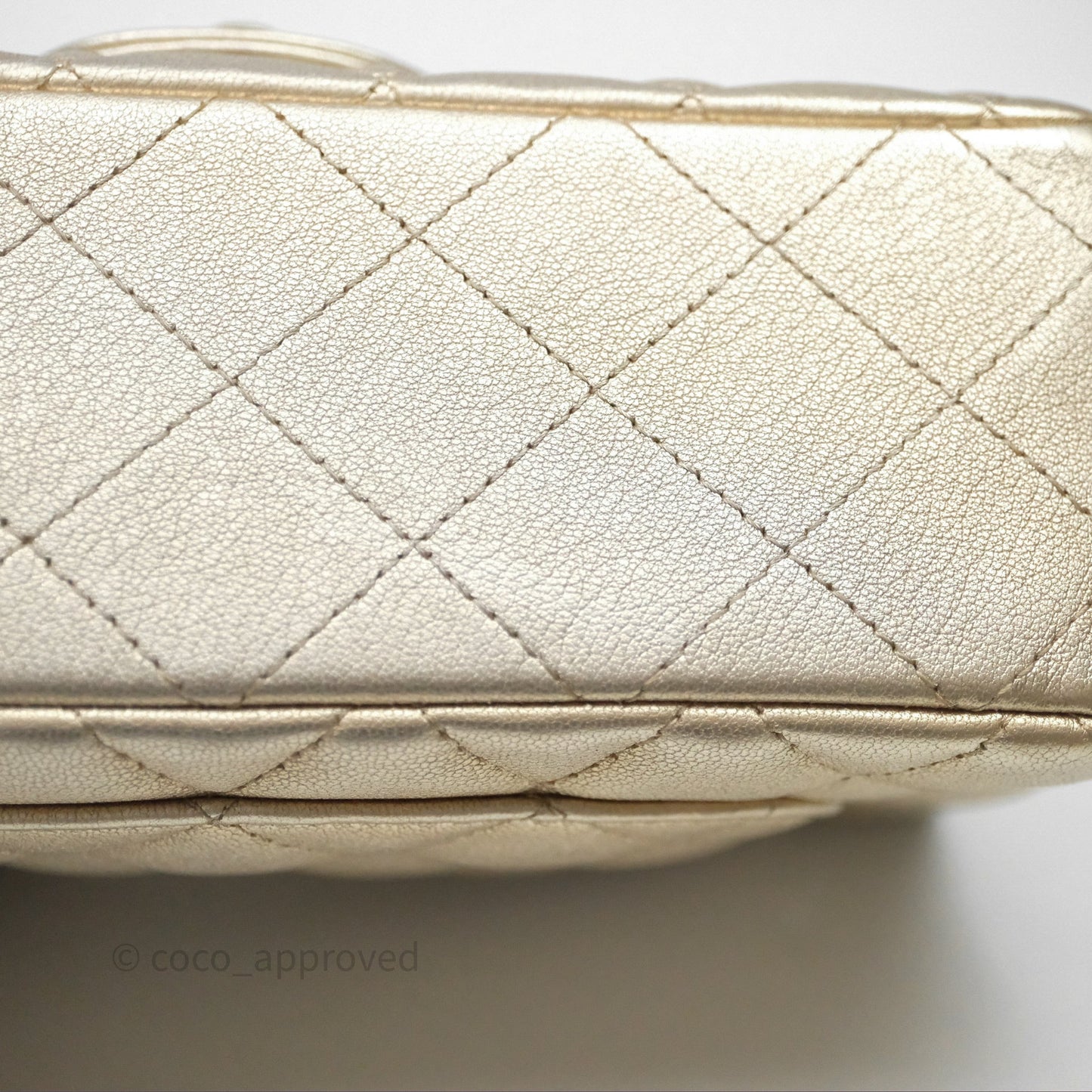 Chanel Quilted Mini Rectangular Iridescent Gold Lambskin Gold Hardware