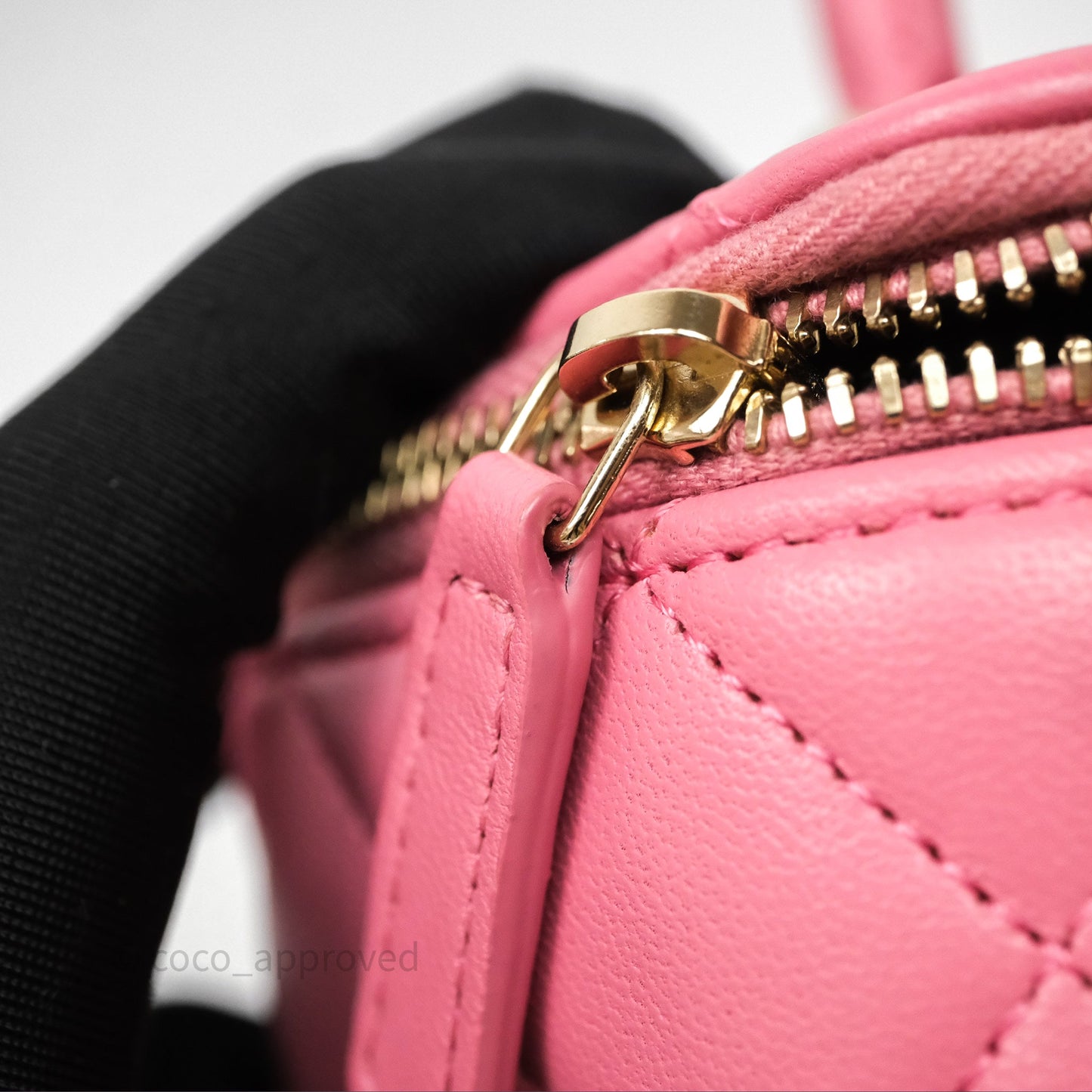 Chanel Vanity Rectangular Top Handle Pink Lambskin Gold Hardware