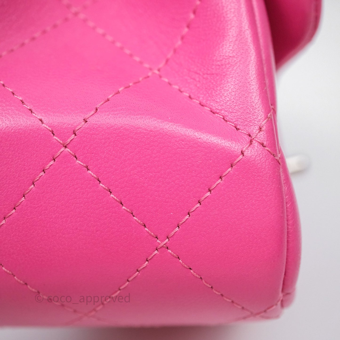 Chanel Mini Square Flap Quilted Pink Lambskin Silver Hardware