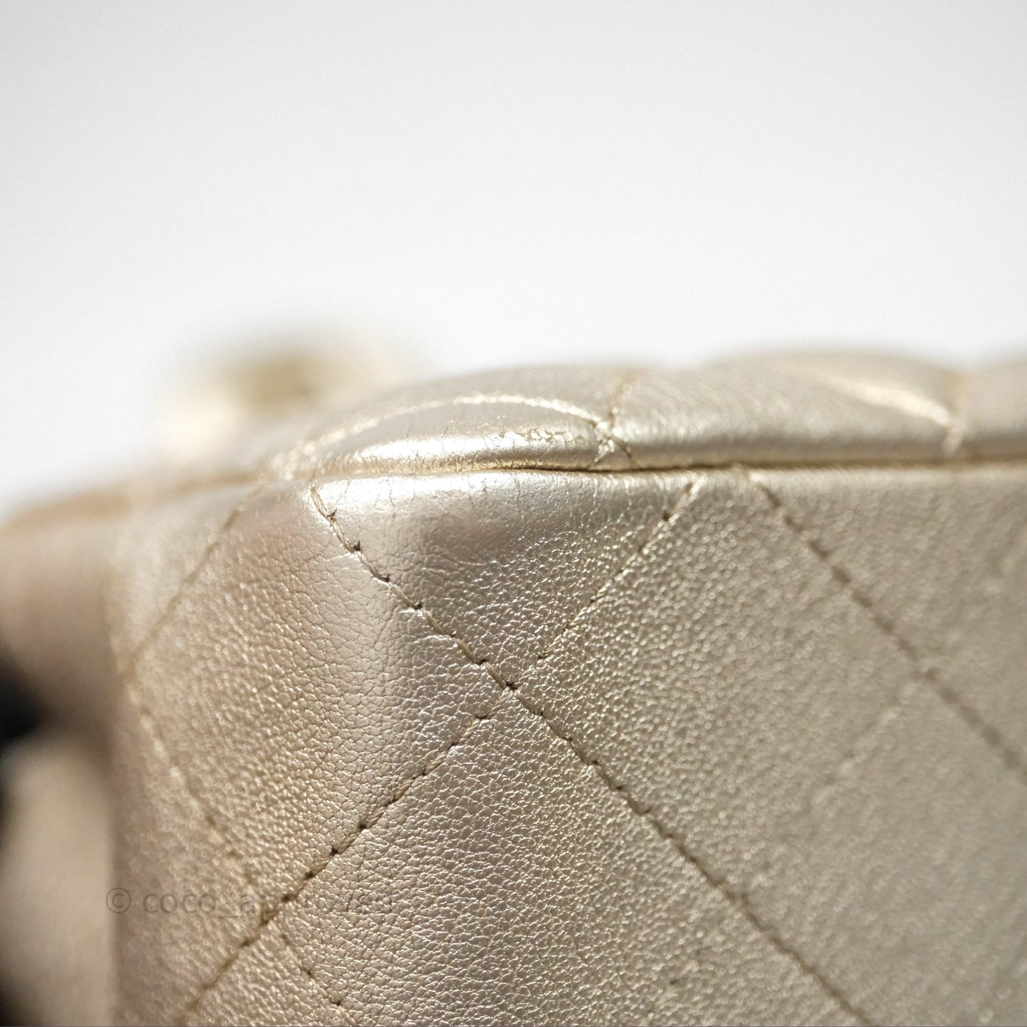 Chanel Quilted Mini Rectangular Iridescent Gold Lambskin Gold Hardware