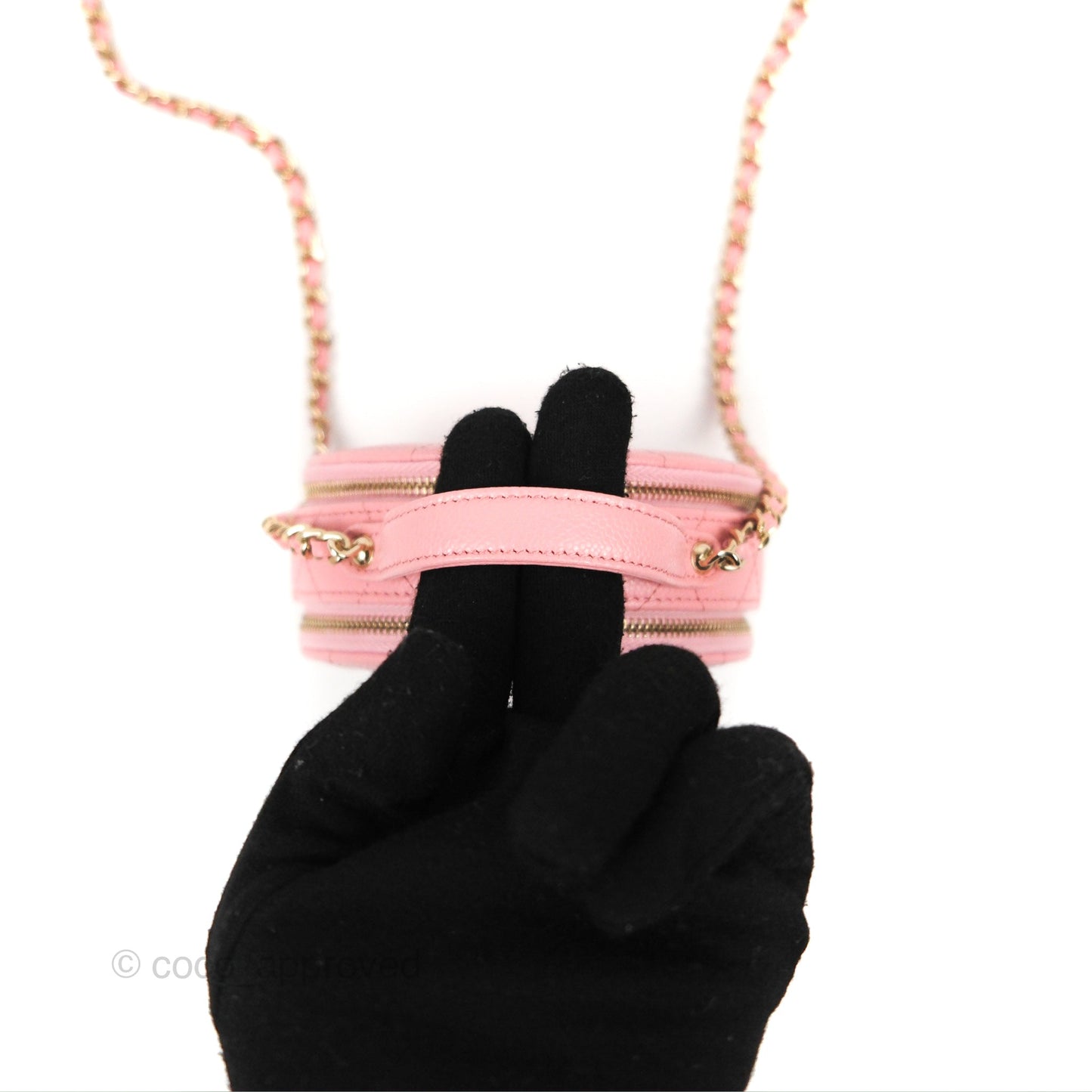 Chanel Mini Round Vanity Bag with Handle Pink Caviar 22C