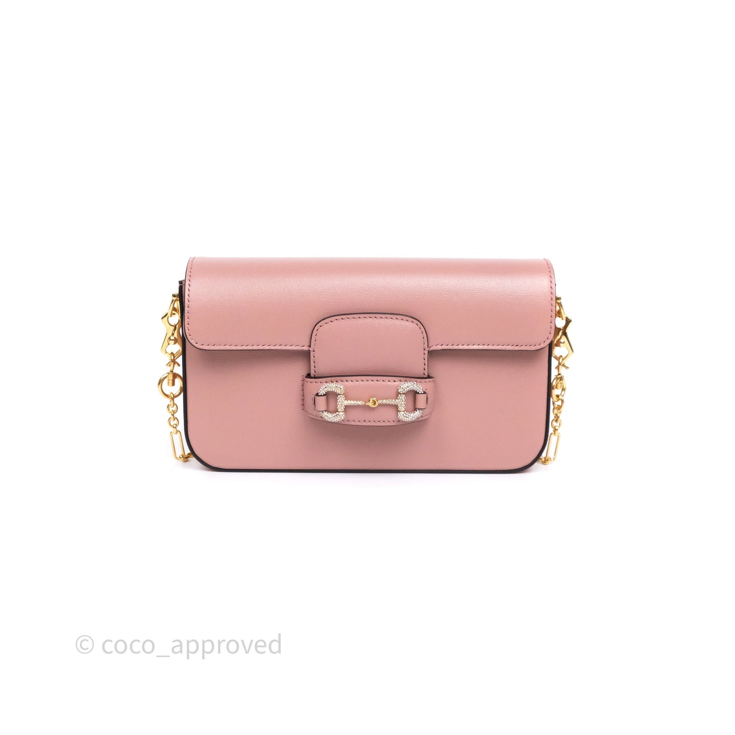 Gucci Horsebit 1955 Crystals Mini Bag Dusty Pink Calfskin