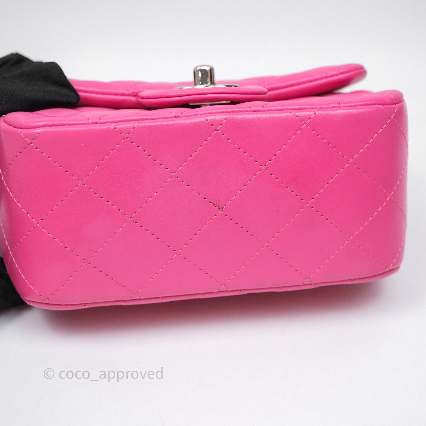 Chanel Mini Square Flap Quilted Pink Lambskin Silver Hardware
