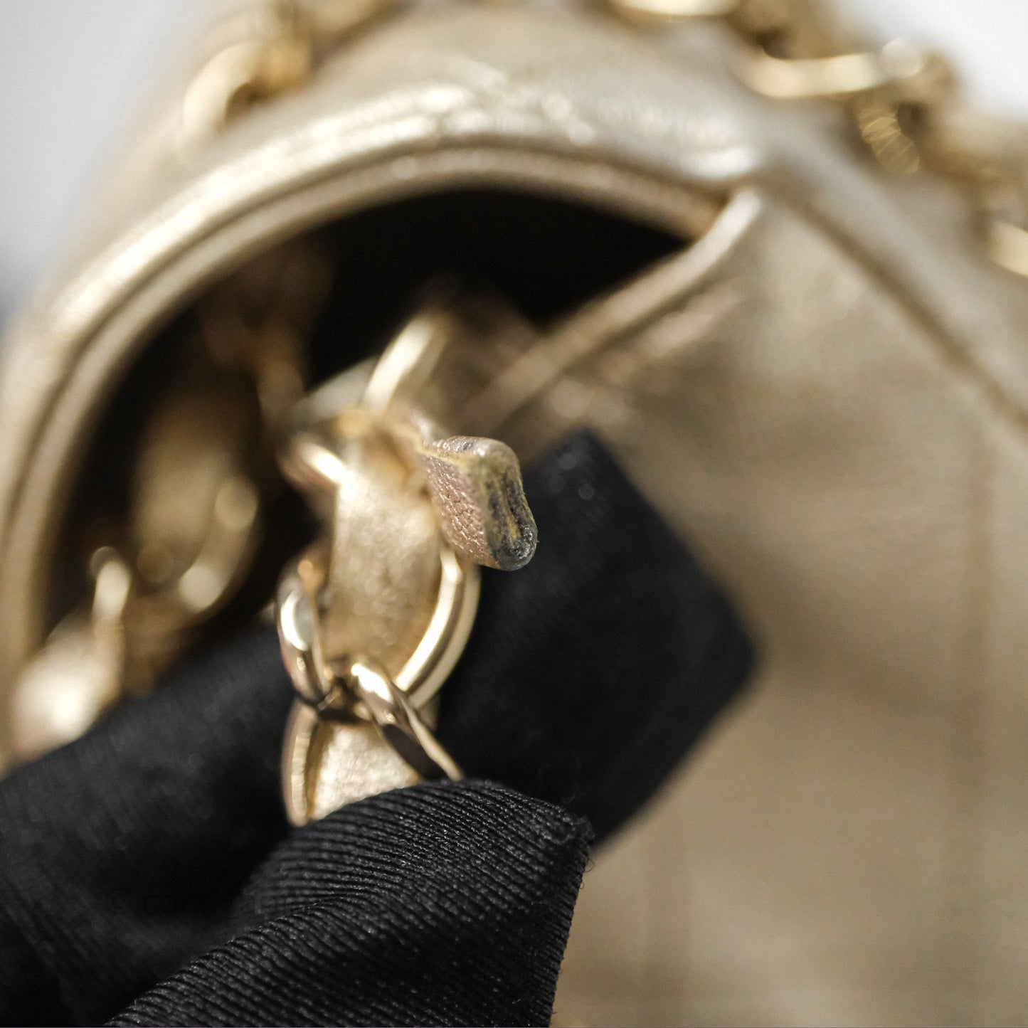 Chanel Quilted Mini Rectangular Iridescent Gold Lambskin Gold Hardware