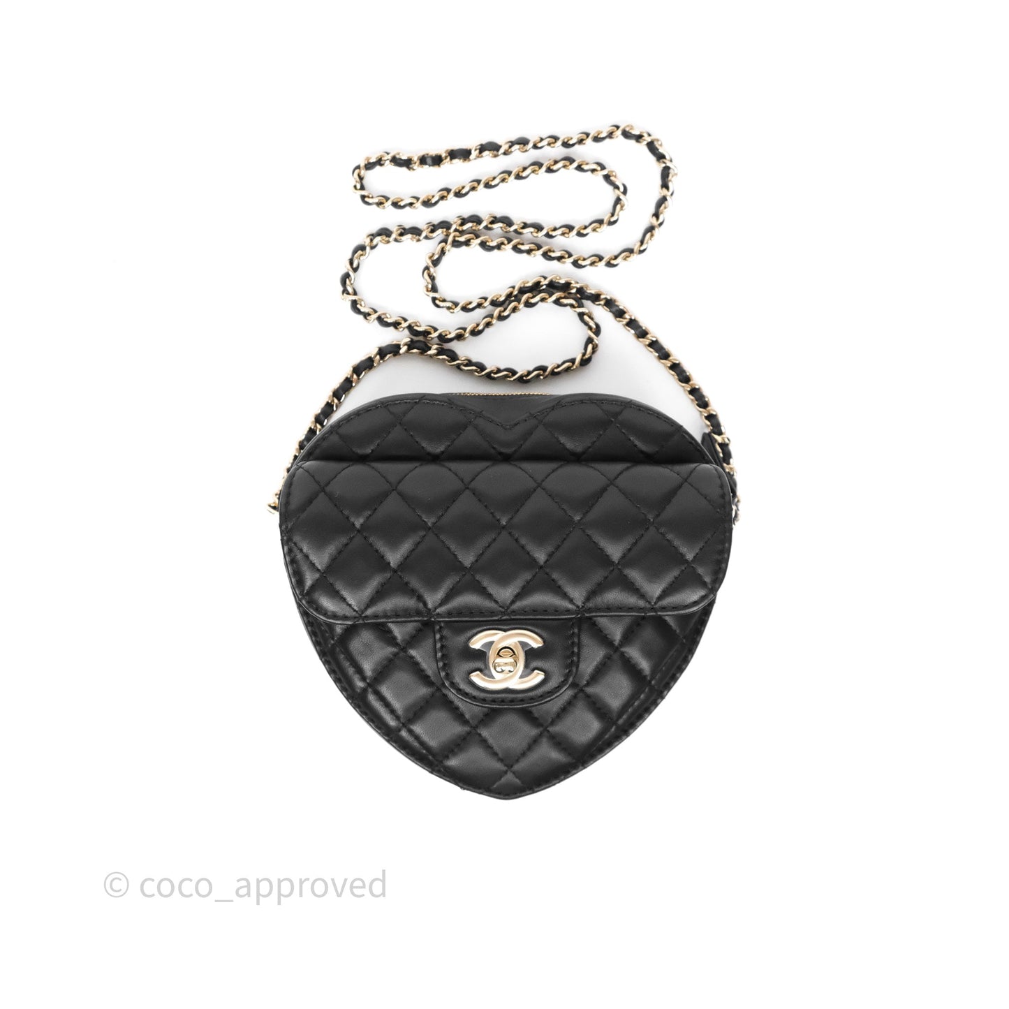 Chanel Large Heart Bag Black Lambskin Gold Hardware 22S