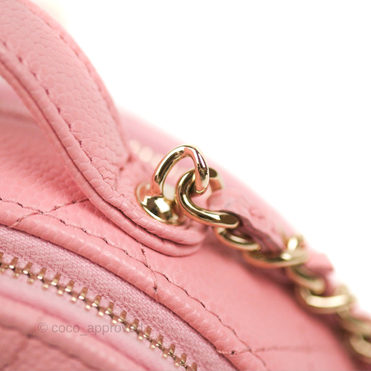 Chanel Mini Round Vanity Bag with Handle Pink Caviar 22C