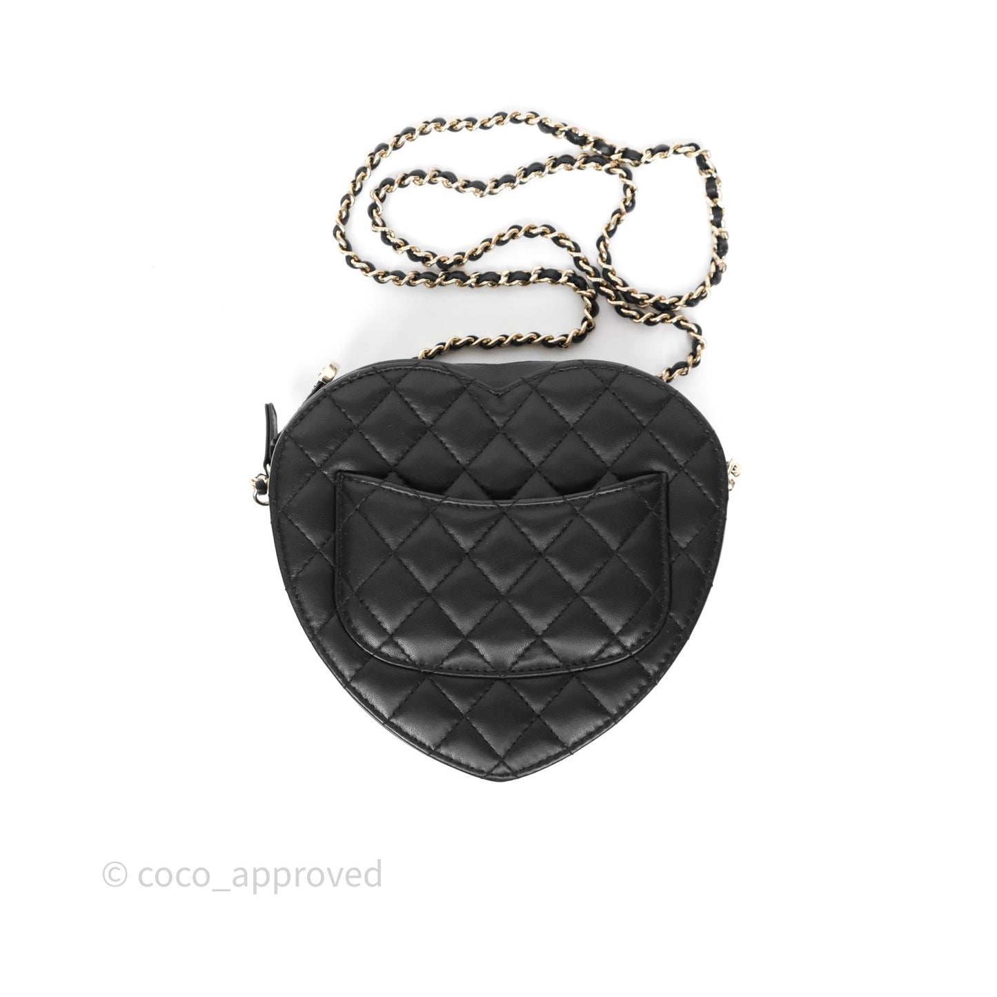 Chanel Large Heart Bag Black Lambskin Gold Hardware 22S