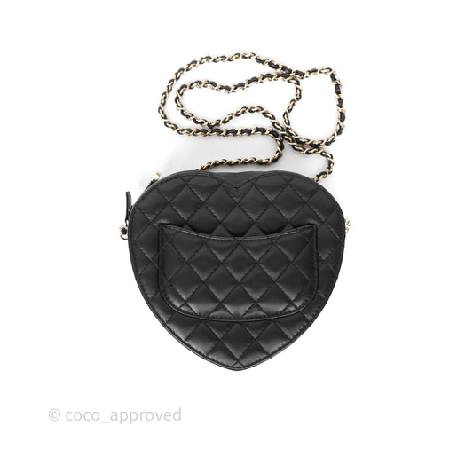 Chanel Large Heart Bag Black Lambskin Gold Hardware 22S