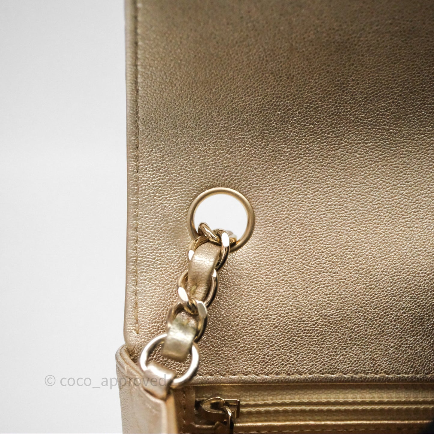 Chanel Quilted Mini Rectangular Iridescent Gold Lambskin Gold Hardware