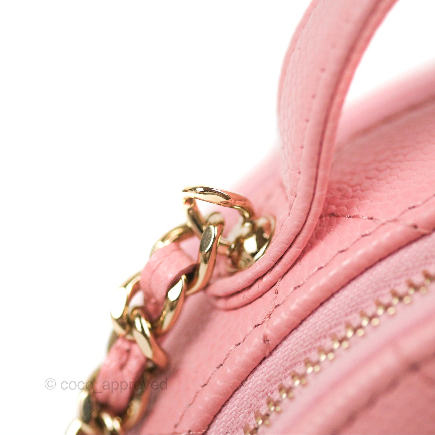 Chanel Mini Round Vanity Bag with Handle Pink Caviar 22C