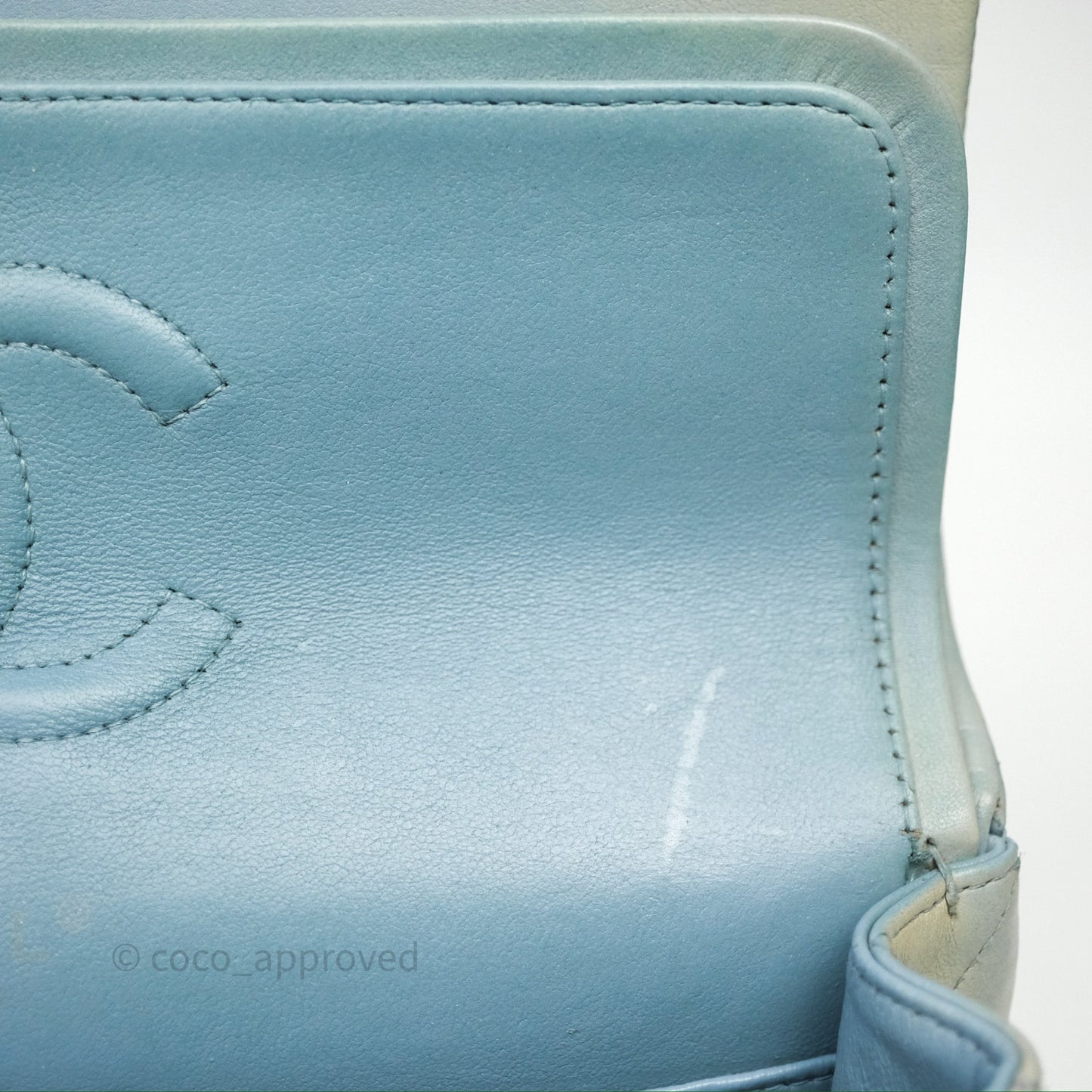 Chanel Classic M/L Medium Flap Quilted Ombre Blue Lambskin Gold Hardware