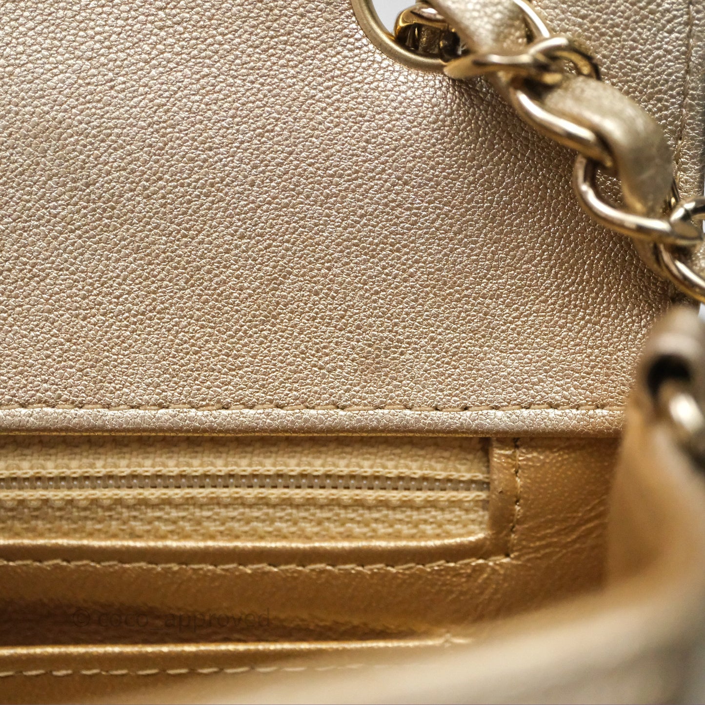 Chanel Quilted Mini Rectangular Iridescent Gold Lambskin Gold Hardware