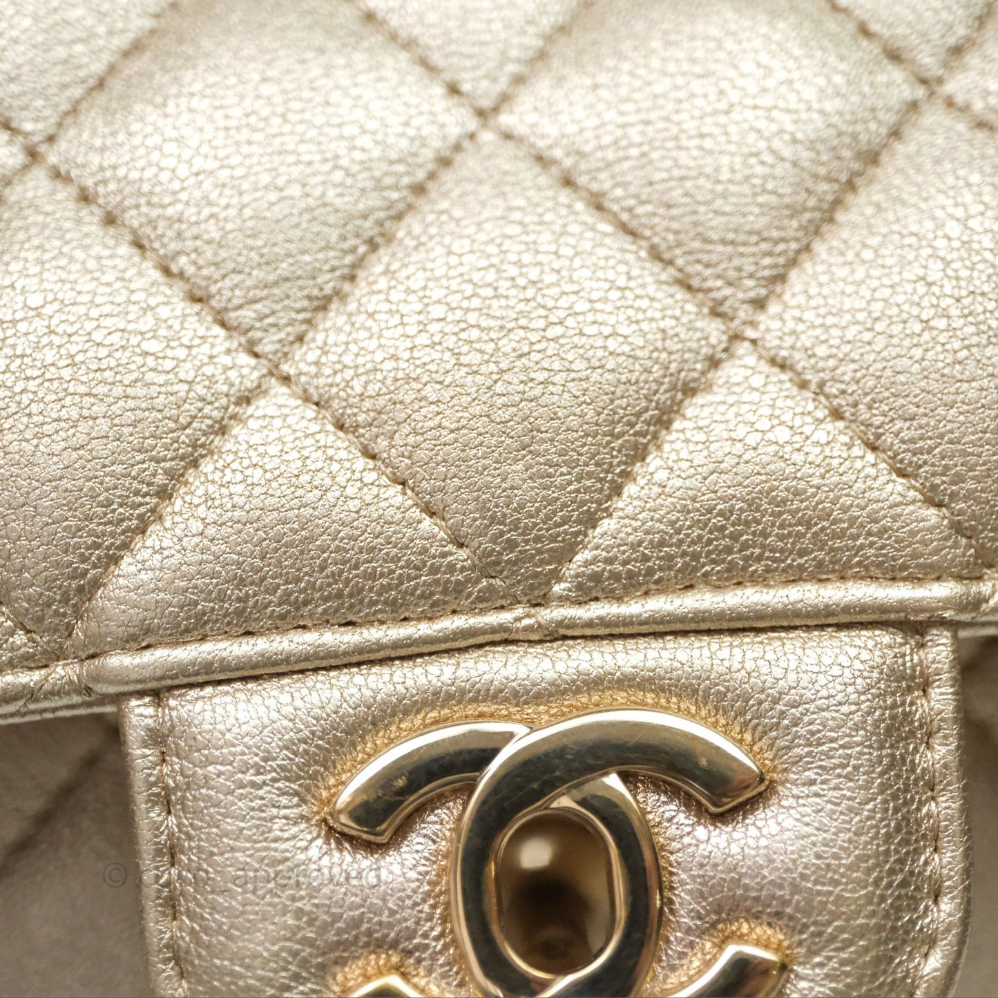 Chanel Quilted Mini Rectangular Iridescent Gold Lambskin Gold Hardware