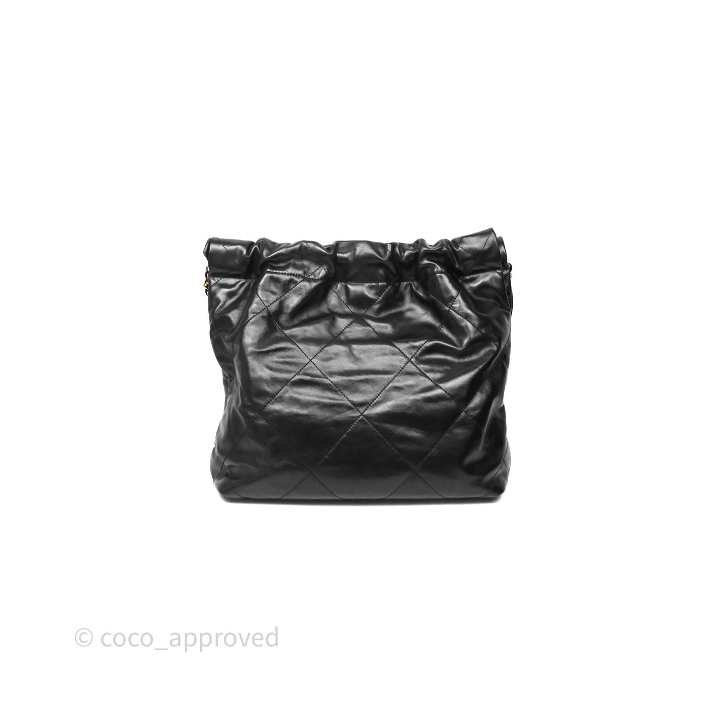 Chanel 22 Bag Small Black Shiny Calfskin Aged Gold Hardware