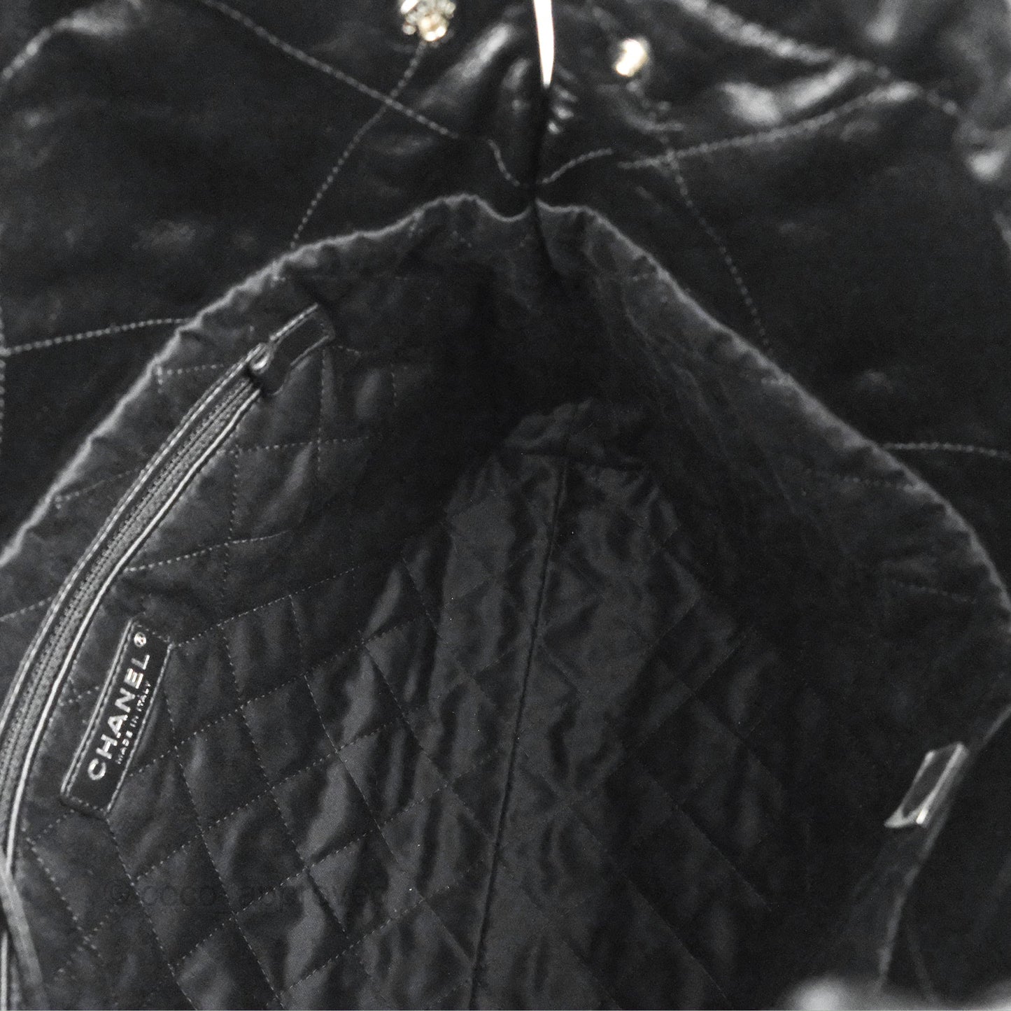 Chanel 22 Small Black Shiny Calfskin Matte Silver Hardware