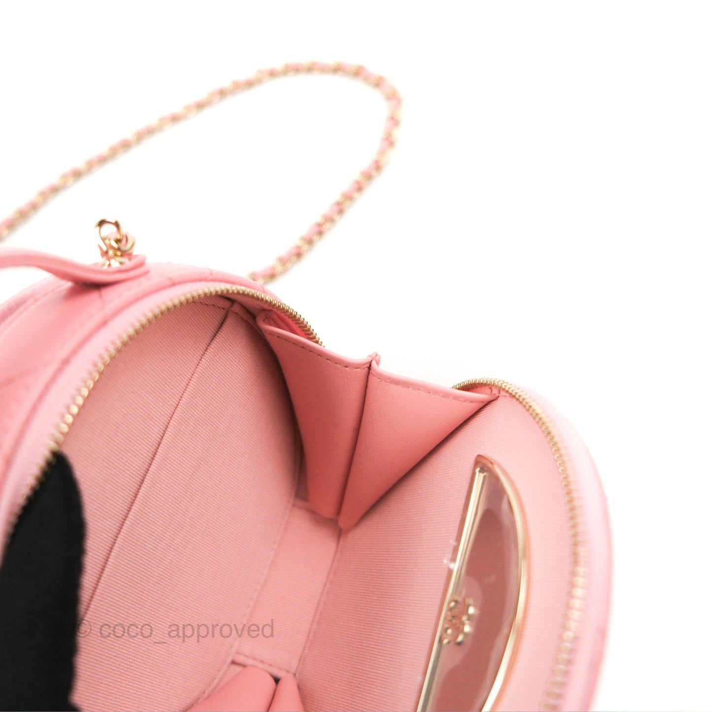 Chanel Mini Round Vanity Bag with Handle Pink Caviar 22C