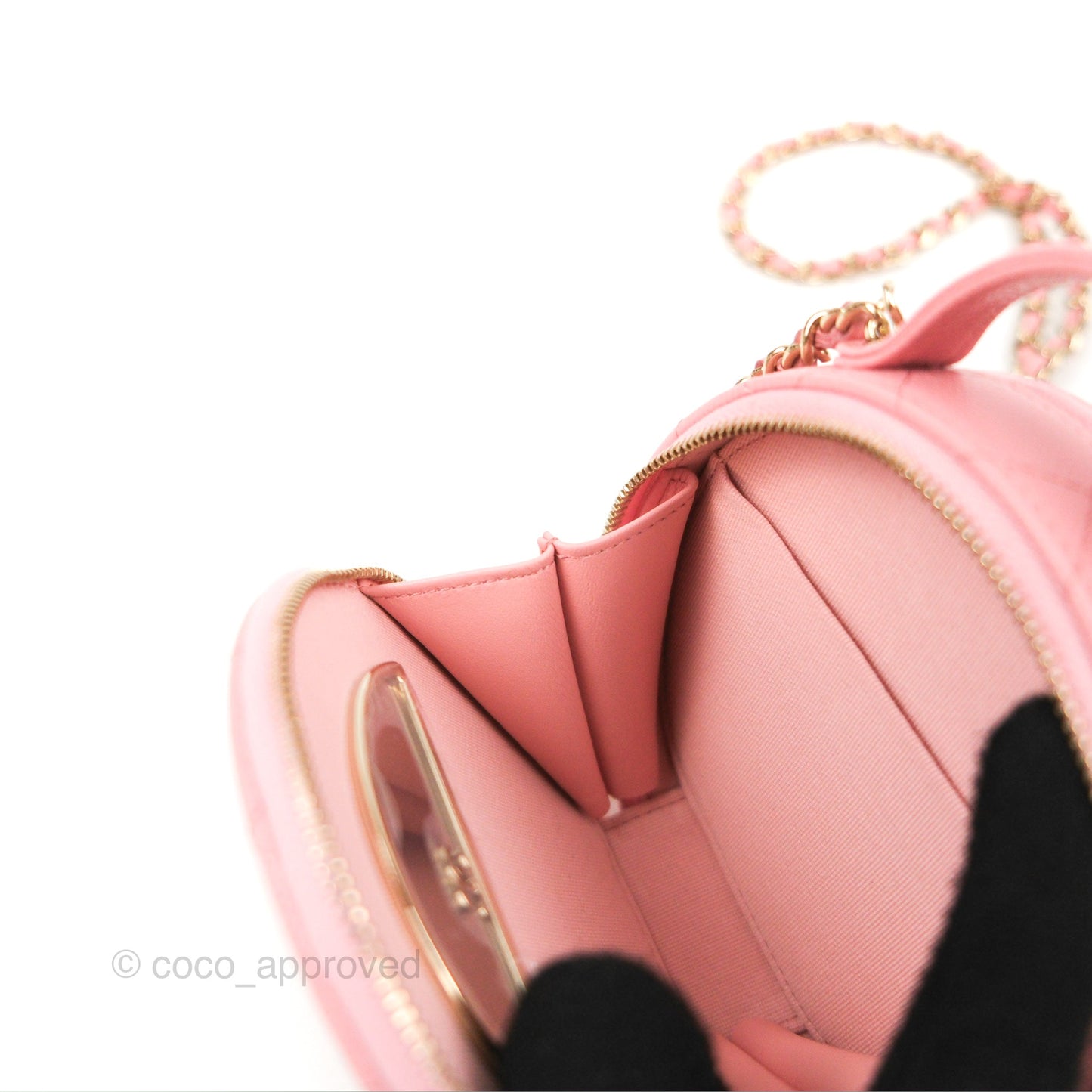 Chanel Mini Round Vanity Bag with Handle Pink Caviar 22C