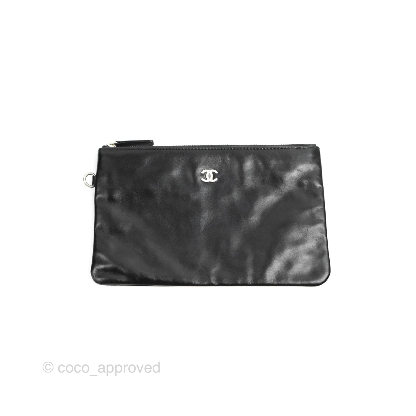 Chanel 22 Small Black Shiny Calfskin Matte Silver Hardware