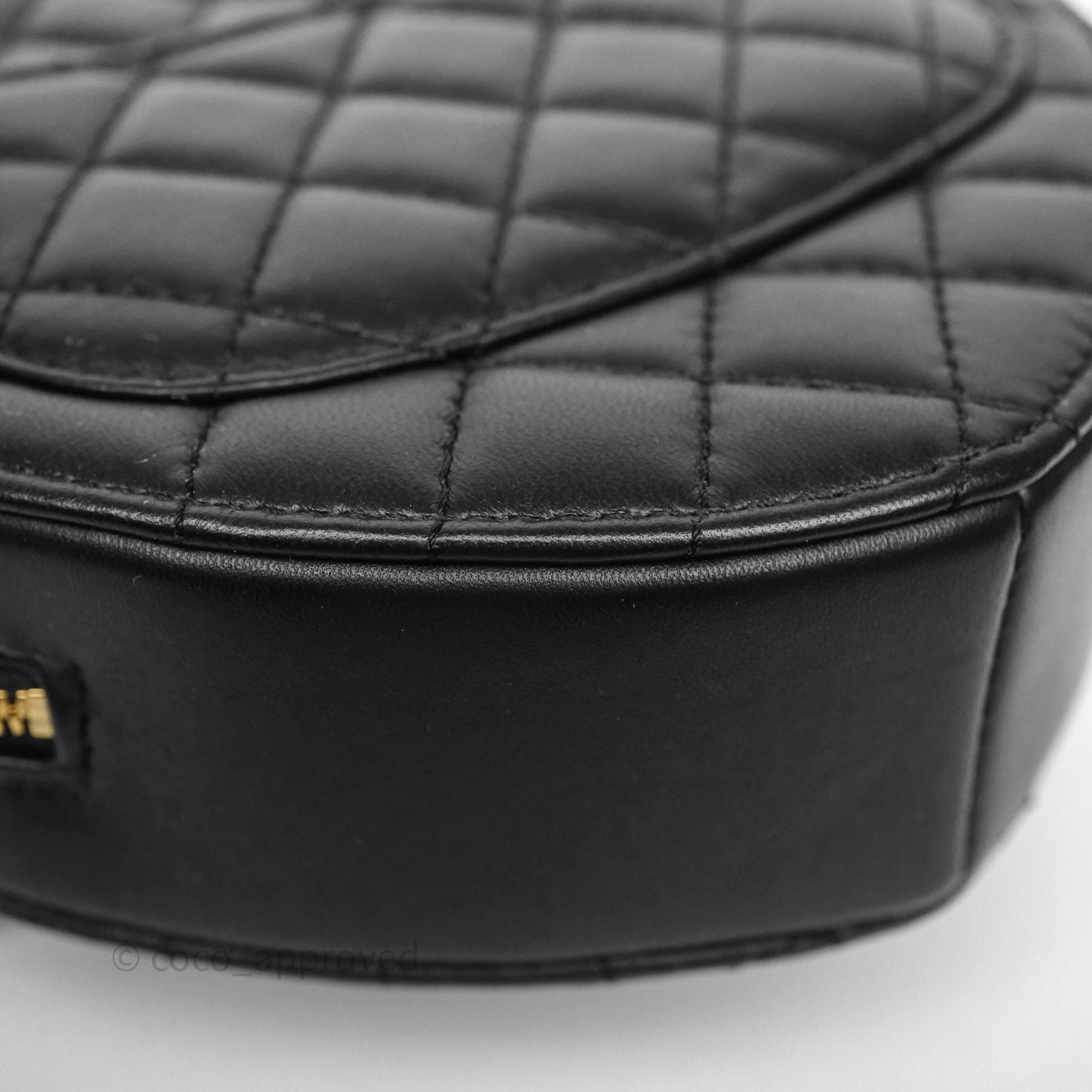 Chanel Large Heart Bag Black Lambskin Gold Hardware 22S