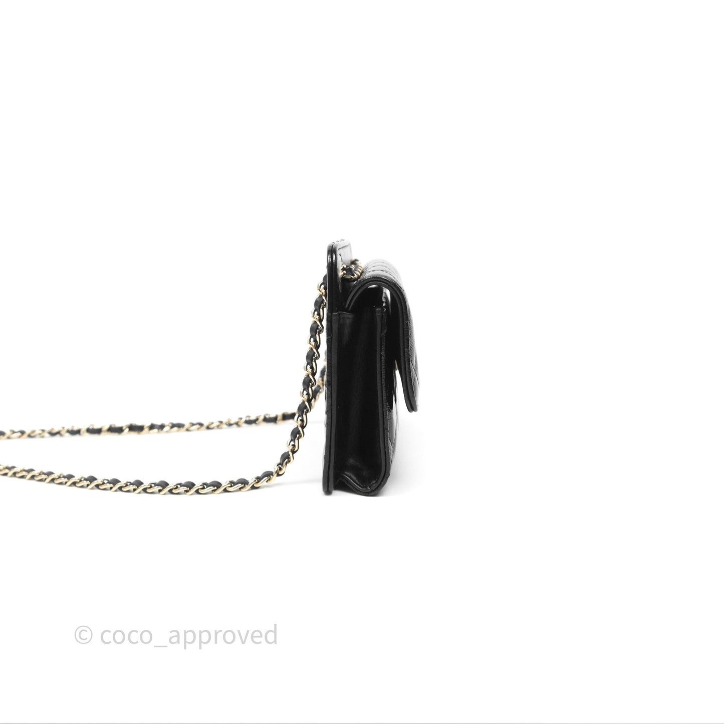 Chanel Quilted Clutch With Chain Black Gold Hardware