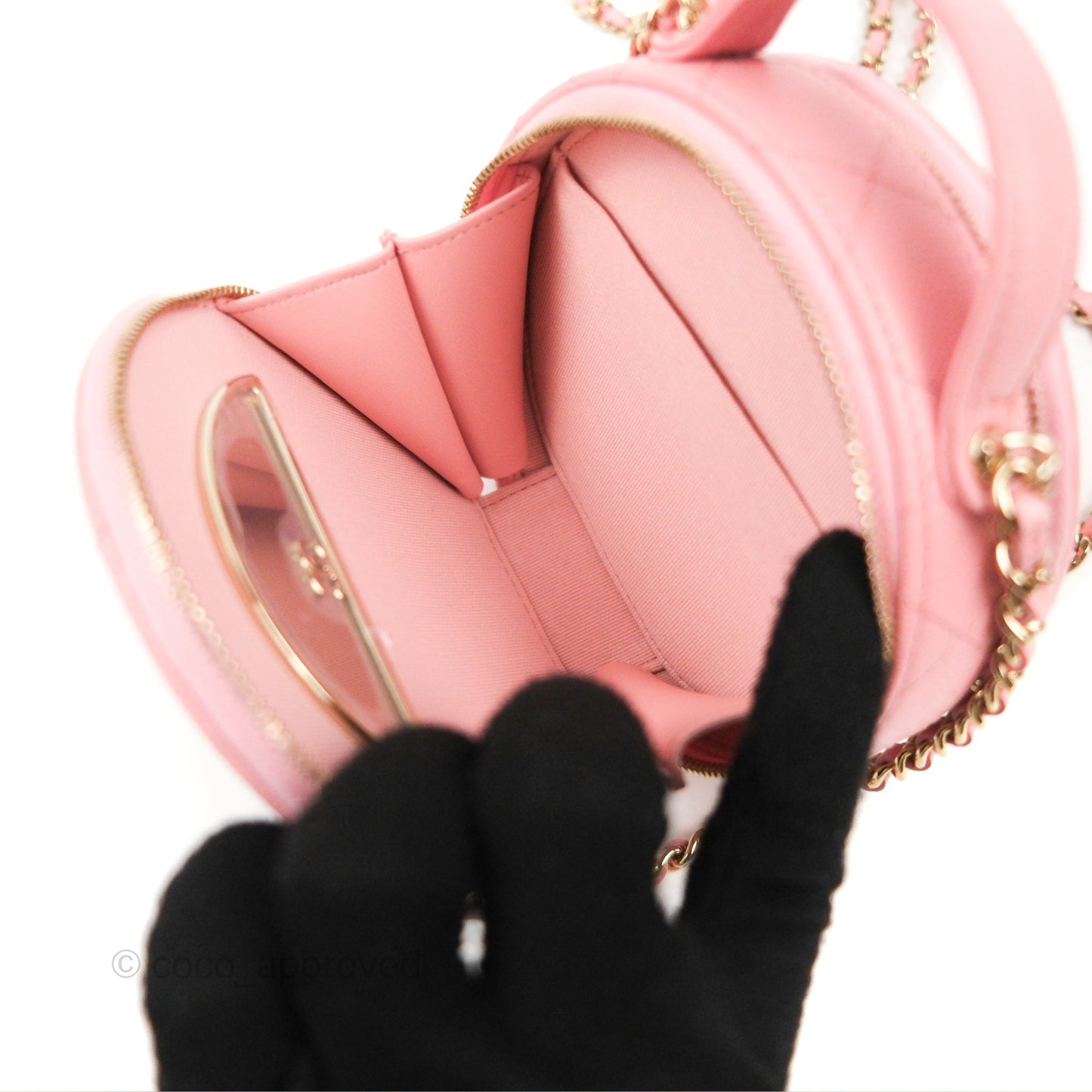 Chanel Mini Round Vanity Bag with Handle Pink Caviar 22C
