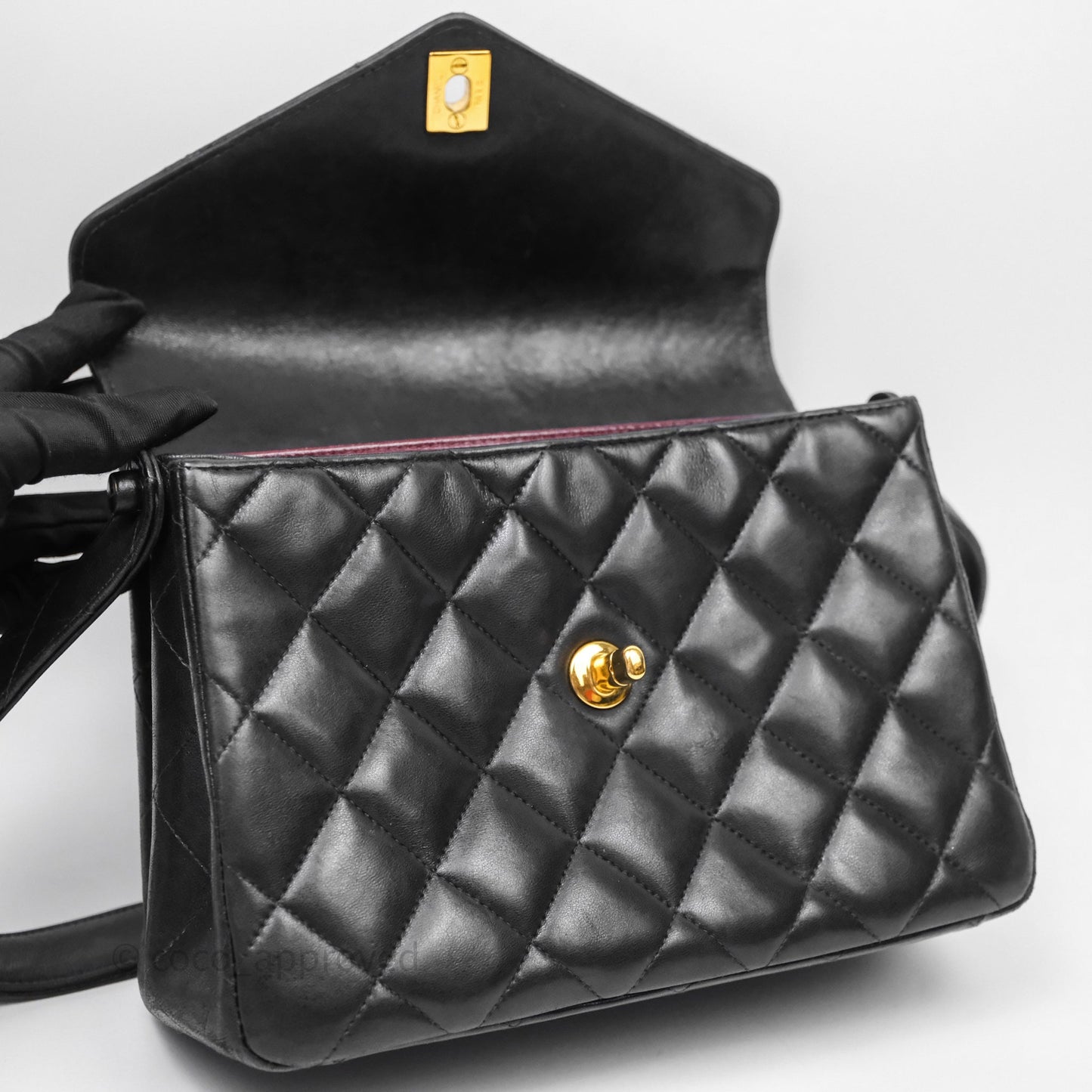 Chanel Vintage Black Lambskin Flap Bag 24K Gold Hardware