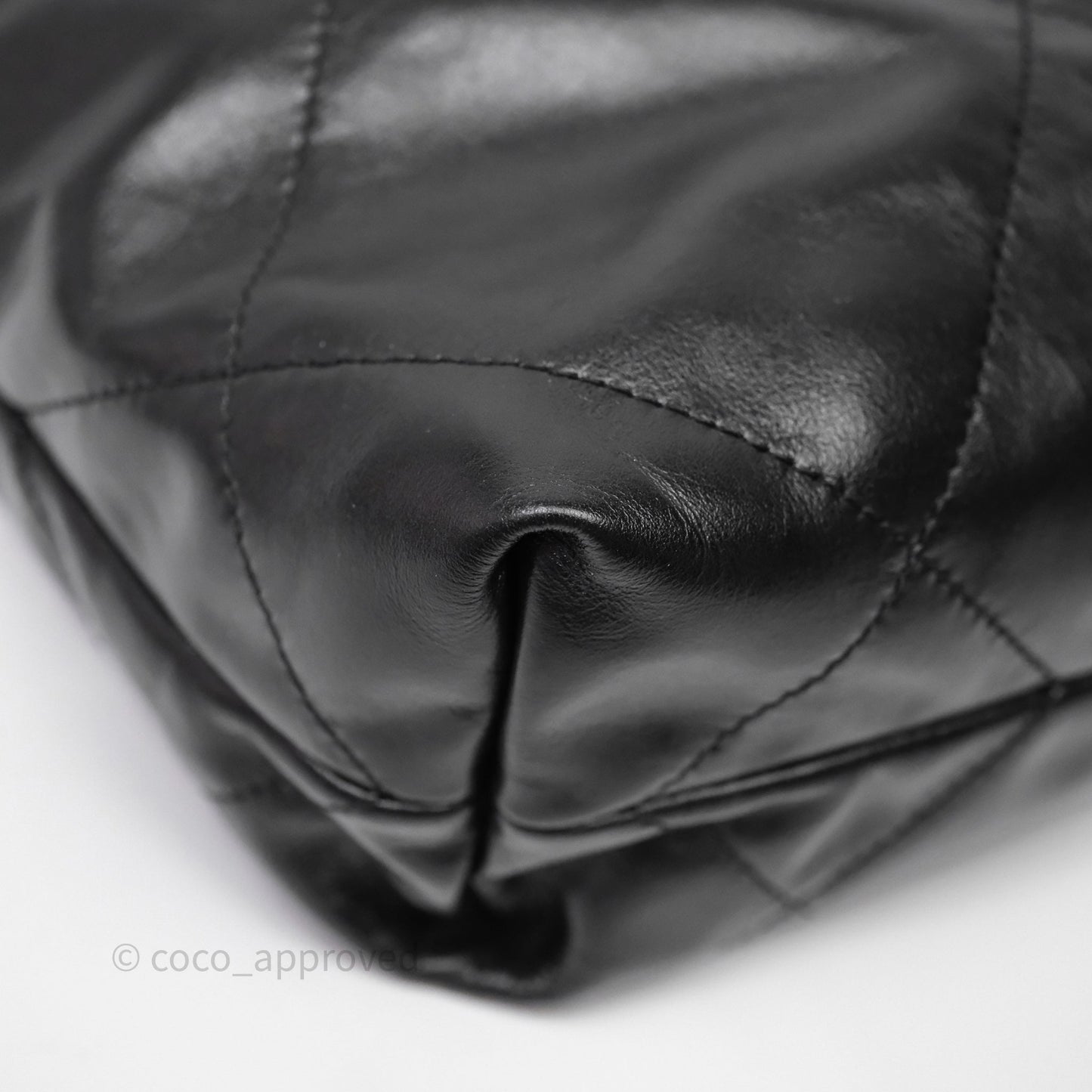 Chanel 22 Bag Small Black Shiny Calfskin Aged Gold Hardware