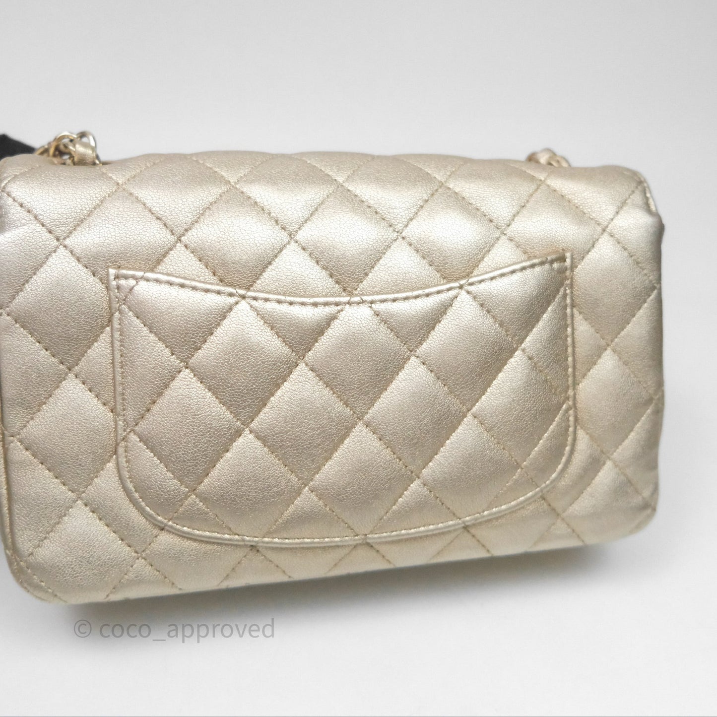 Chanel Quilted Mini Rectangular Iridescent Gold Lambskin Gold Hardware