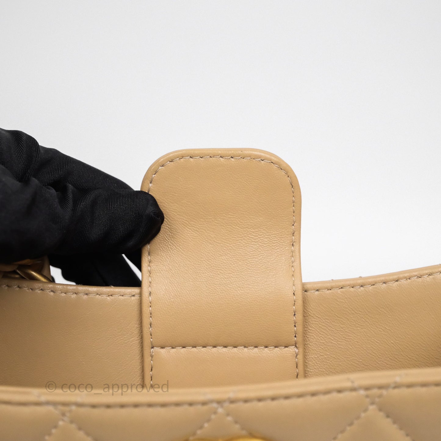 Chanel Quilted Hobo Tote Bag Beige Aged Gold Hardware