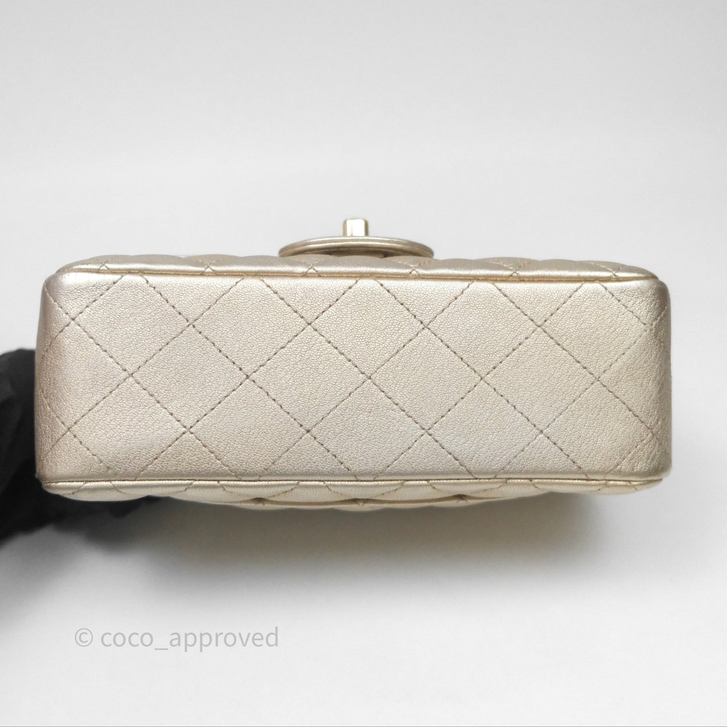 Chanel Quilted Mini Rectangular Iridescent Gold Lambskin Gold Hardware